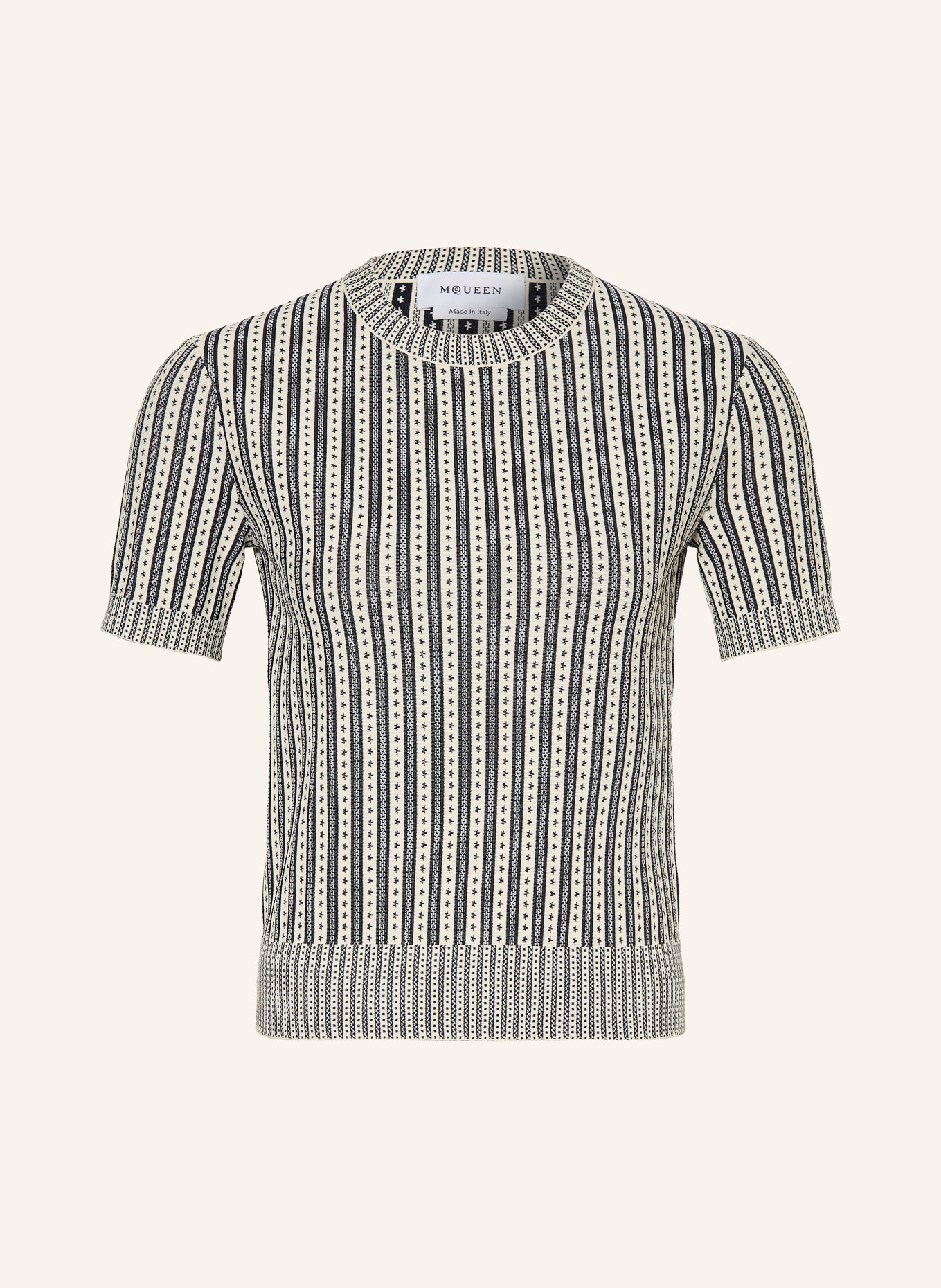 McQUEEN Knit shirt: WHITE / DARK BLUE