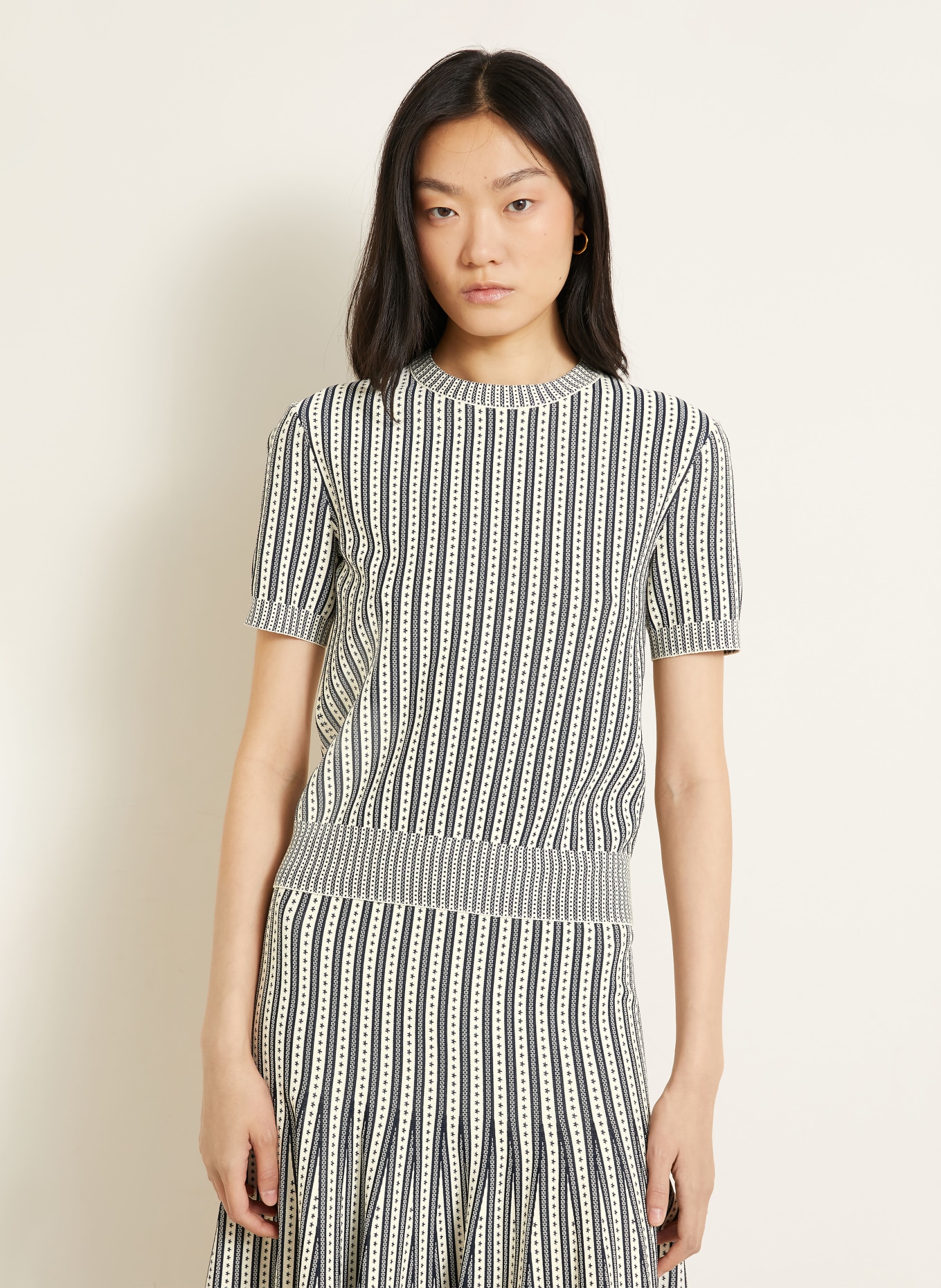 McQUEEN Knit shirt: WHITE / DARK BLUE