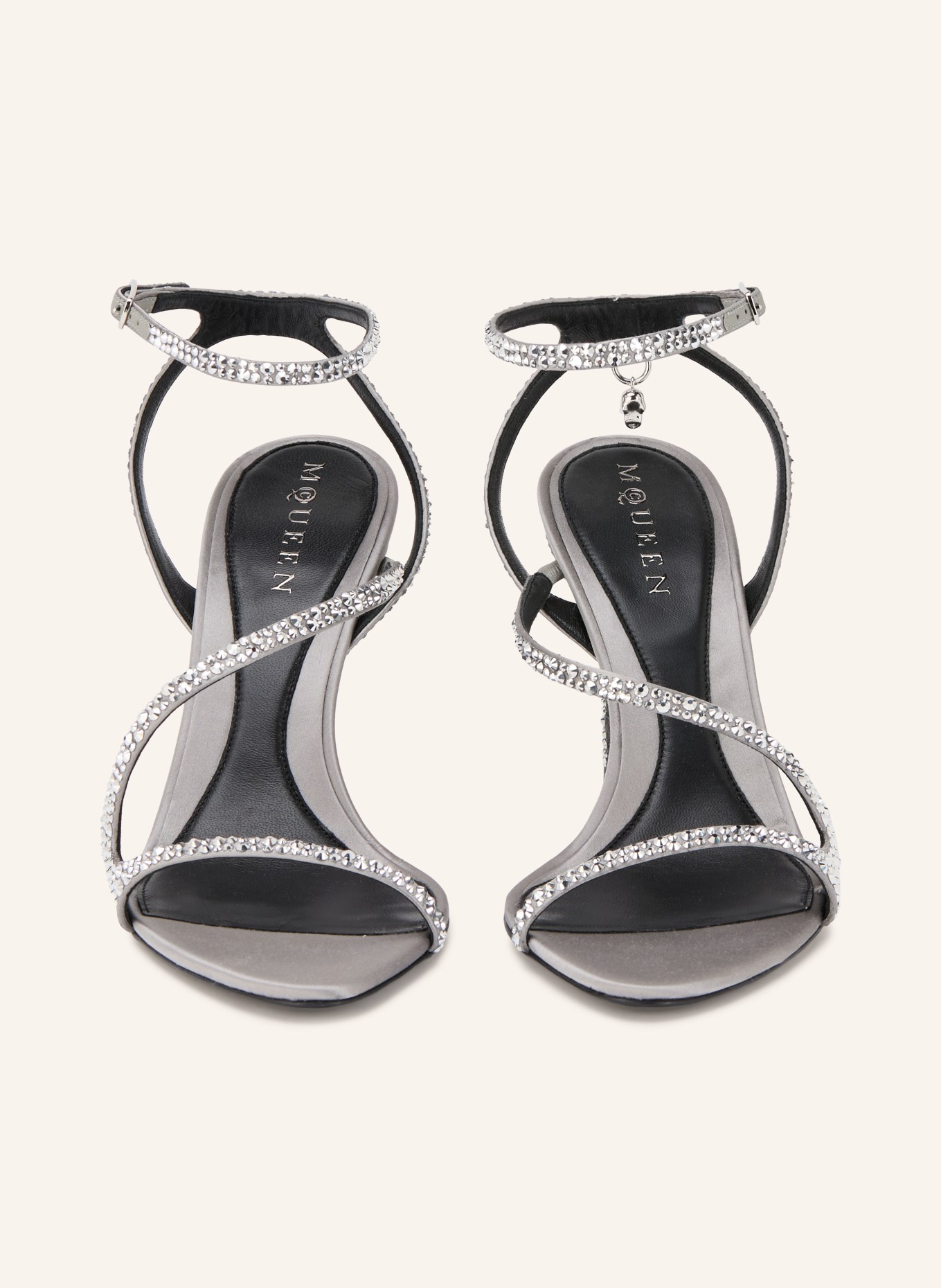 McQUEEN Sandals with rhinestones: SILVER