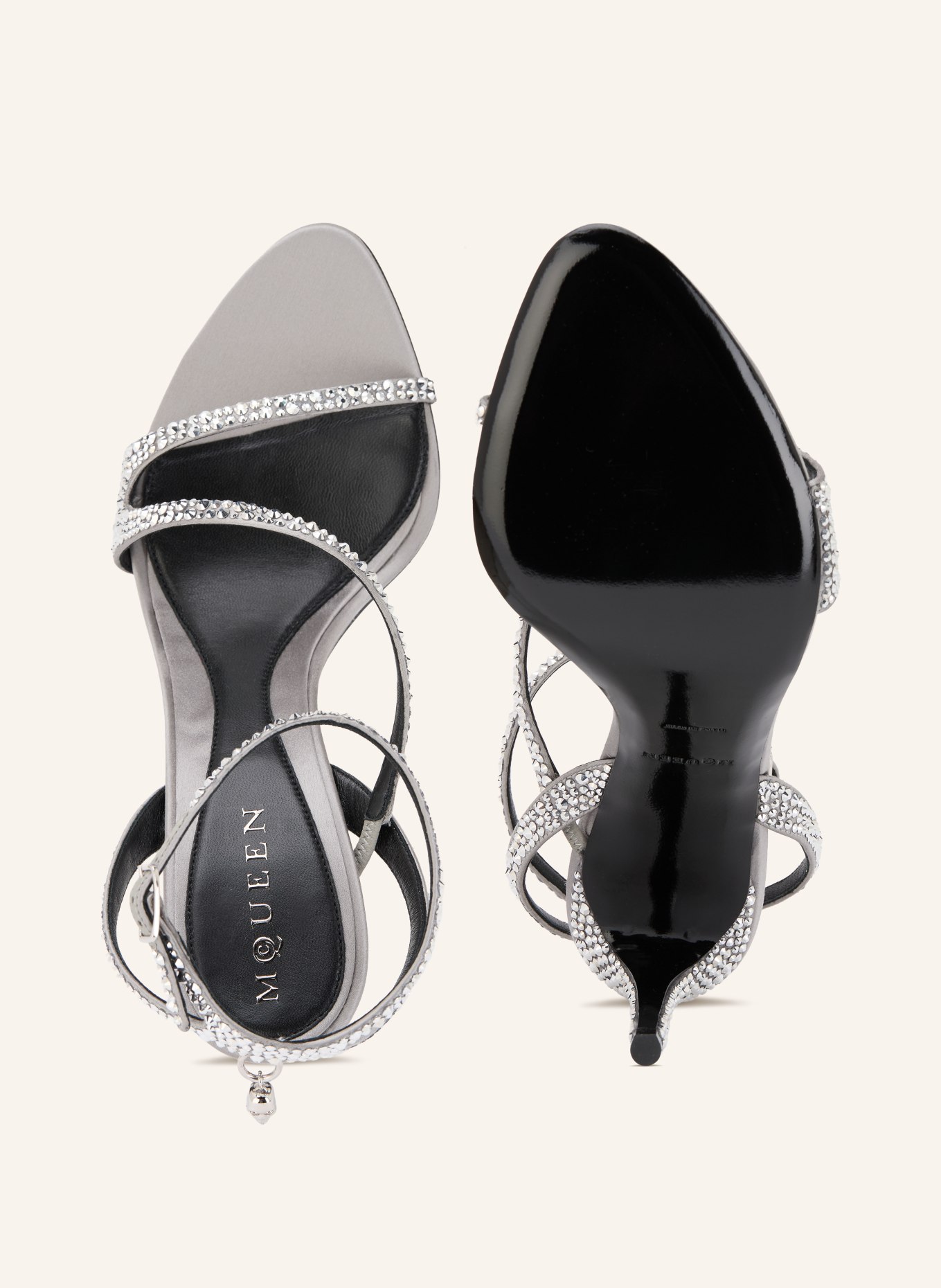 McQUEEN Sandals with rhinestones: SILVER