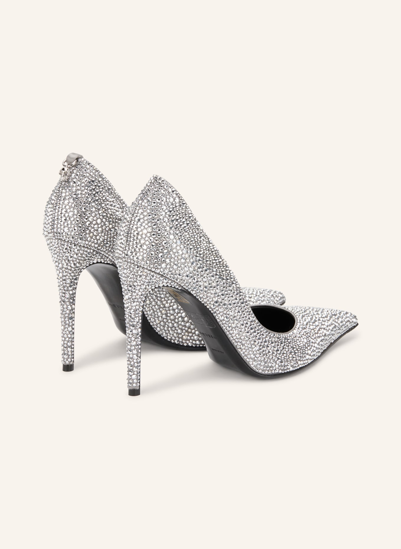 McQUEEN Pumps SKULL mit Schmucksteinen: SILBER