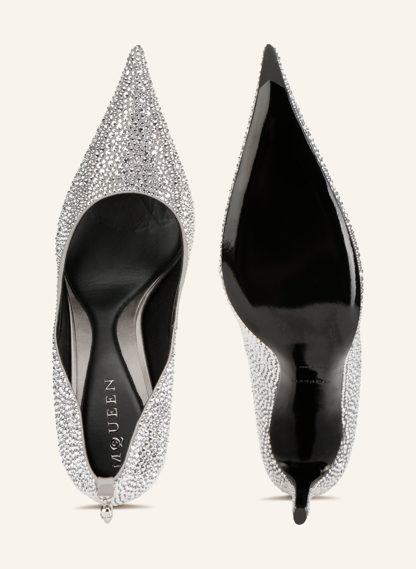 McQUEEN Pumps SKULL mit Schmucksteinen: SILBER