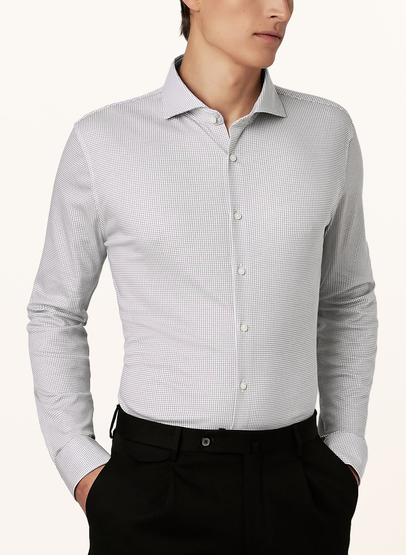 DESOTO Jerseyoverhemd, slim fit: LICHTGRIJS / GRIJS