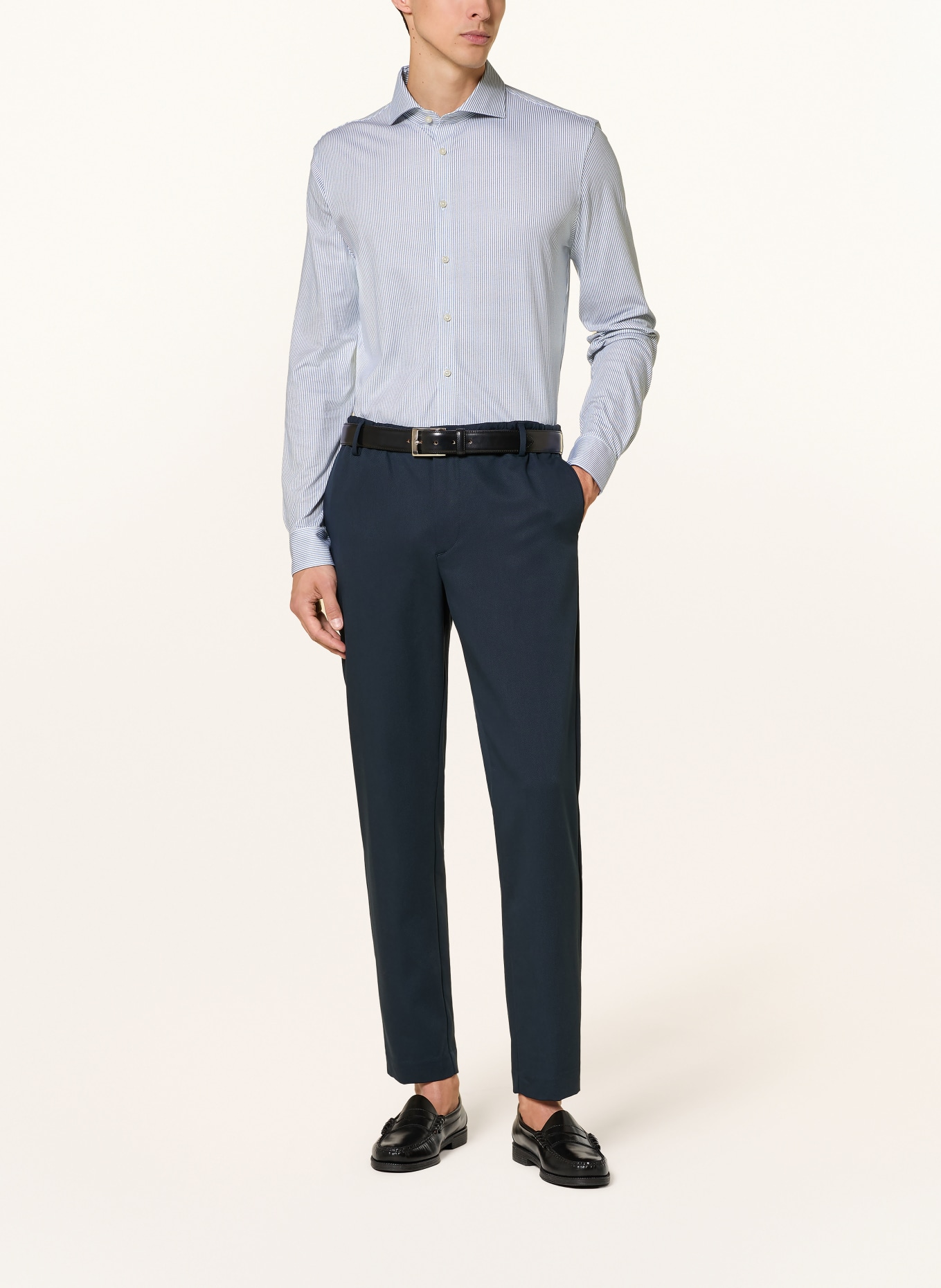 DESOTO Slim-Fit Jersey Shirt: WHITE / BLUE GRAY