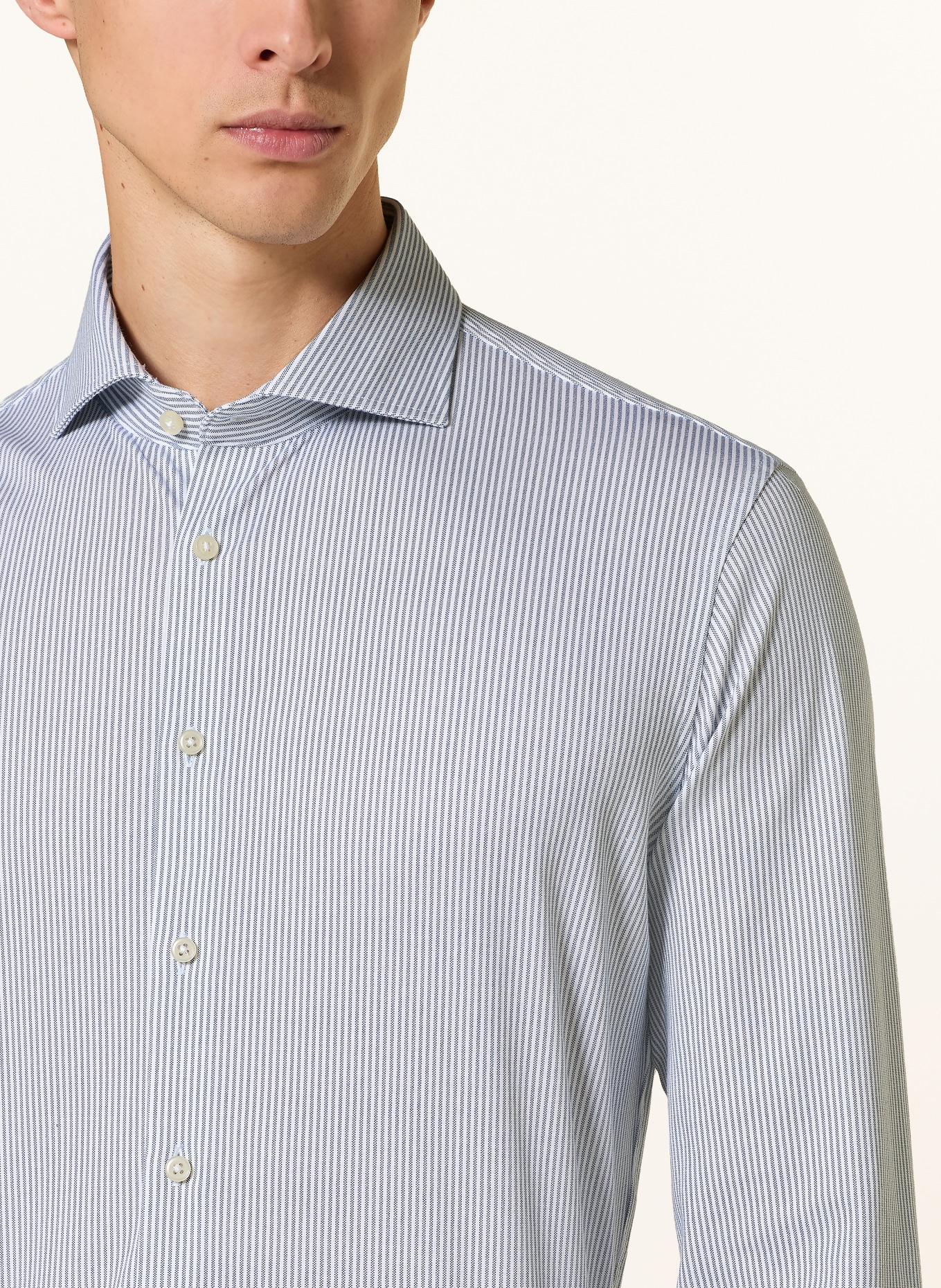 DESOTO Slim-Fit Jersey Shirt: WHITE / BLUE GRAY