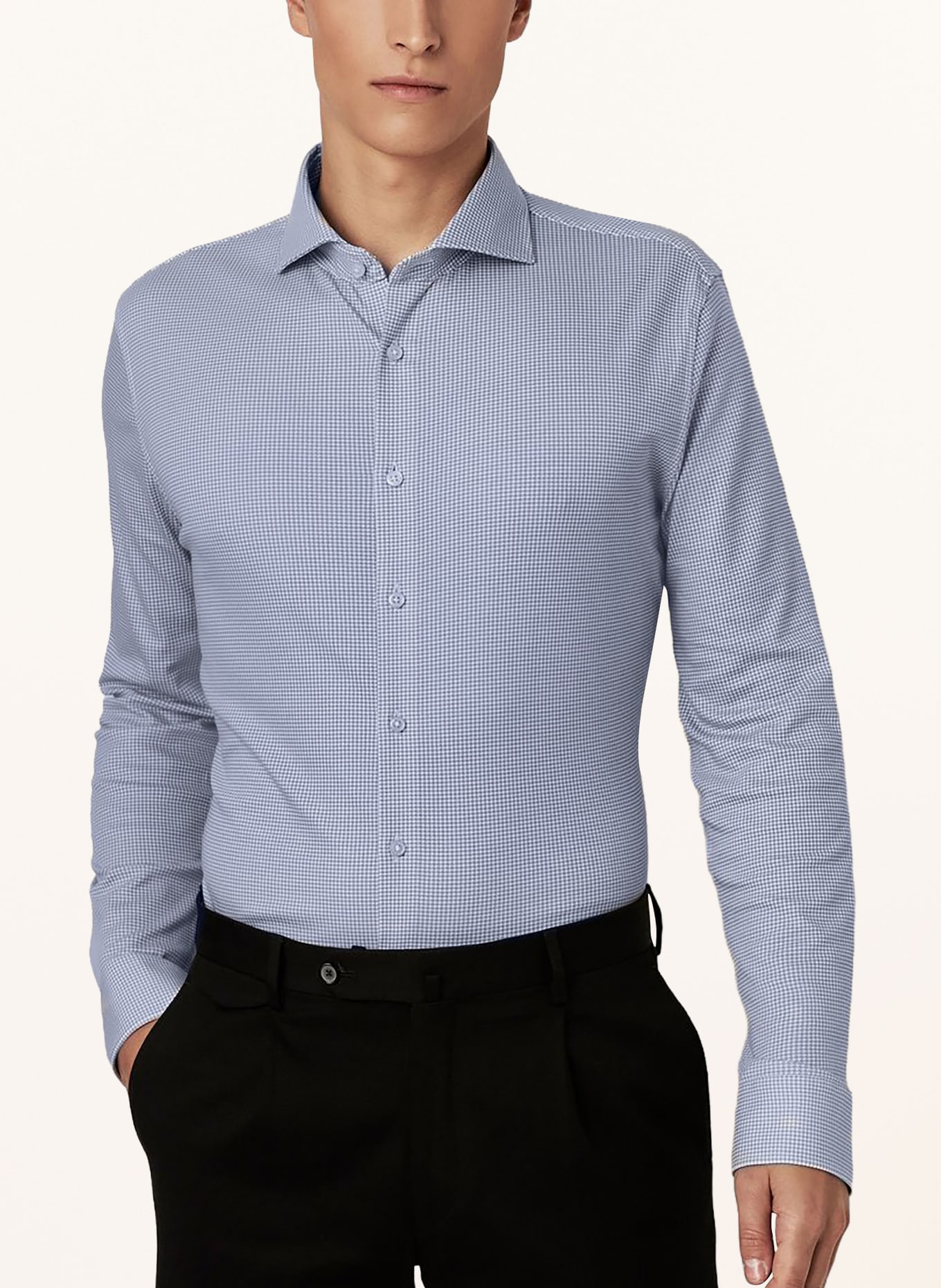 DESOTO Jerseyoverhemd, slim fit: WIT / BLAUW