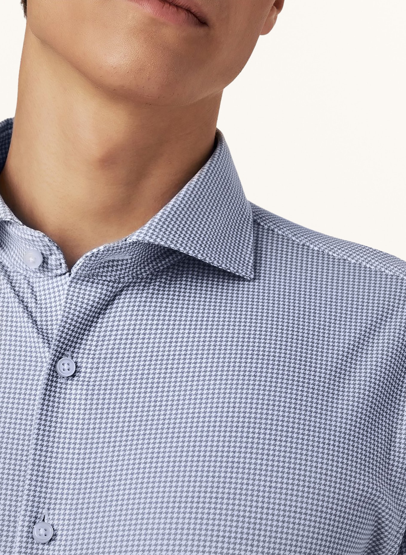 DESOTO Jerseyoverhemd, slim fit: WIT / BLAUW
