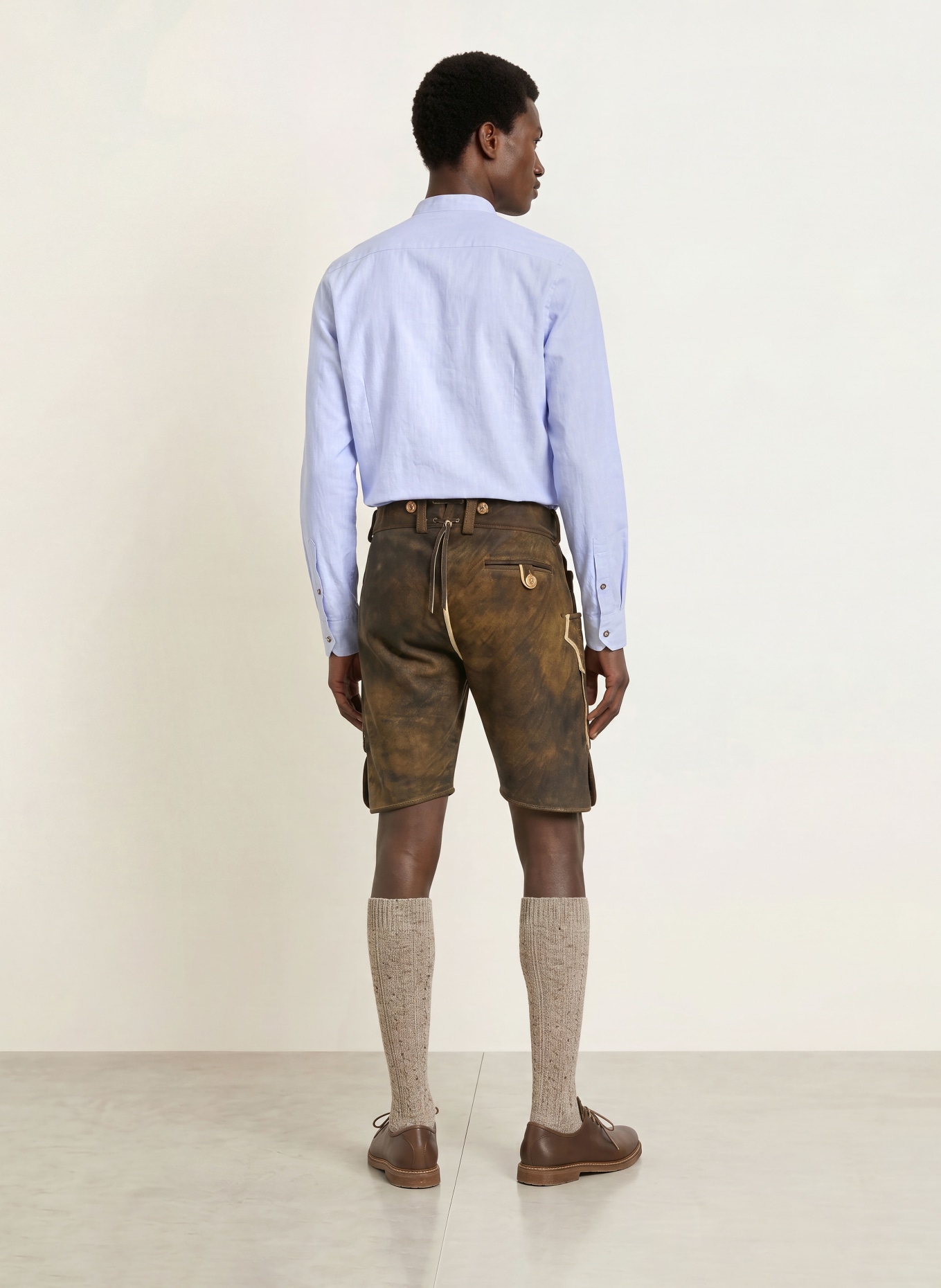 Grasegger KOPEKE Traditional shirt, Regular Fit with Stand-Up Collar: LIGHT BLUE / WHITE