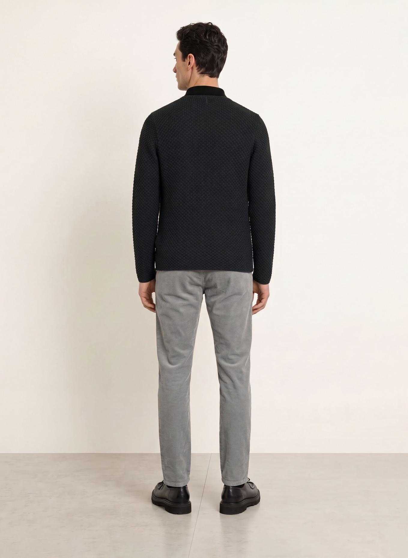 Grasegger Veste Janker en maille en laine mérinos: GRIS FONCÉ