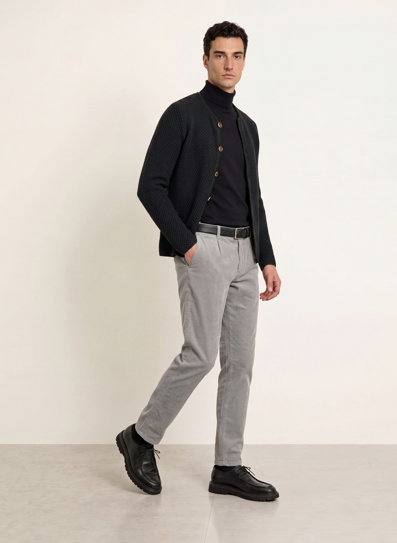 Grasegger Veste Janker en maille en laine mérinos: GRIS FONCÉ