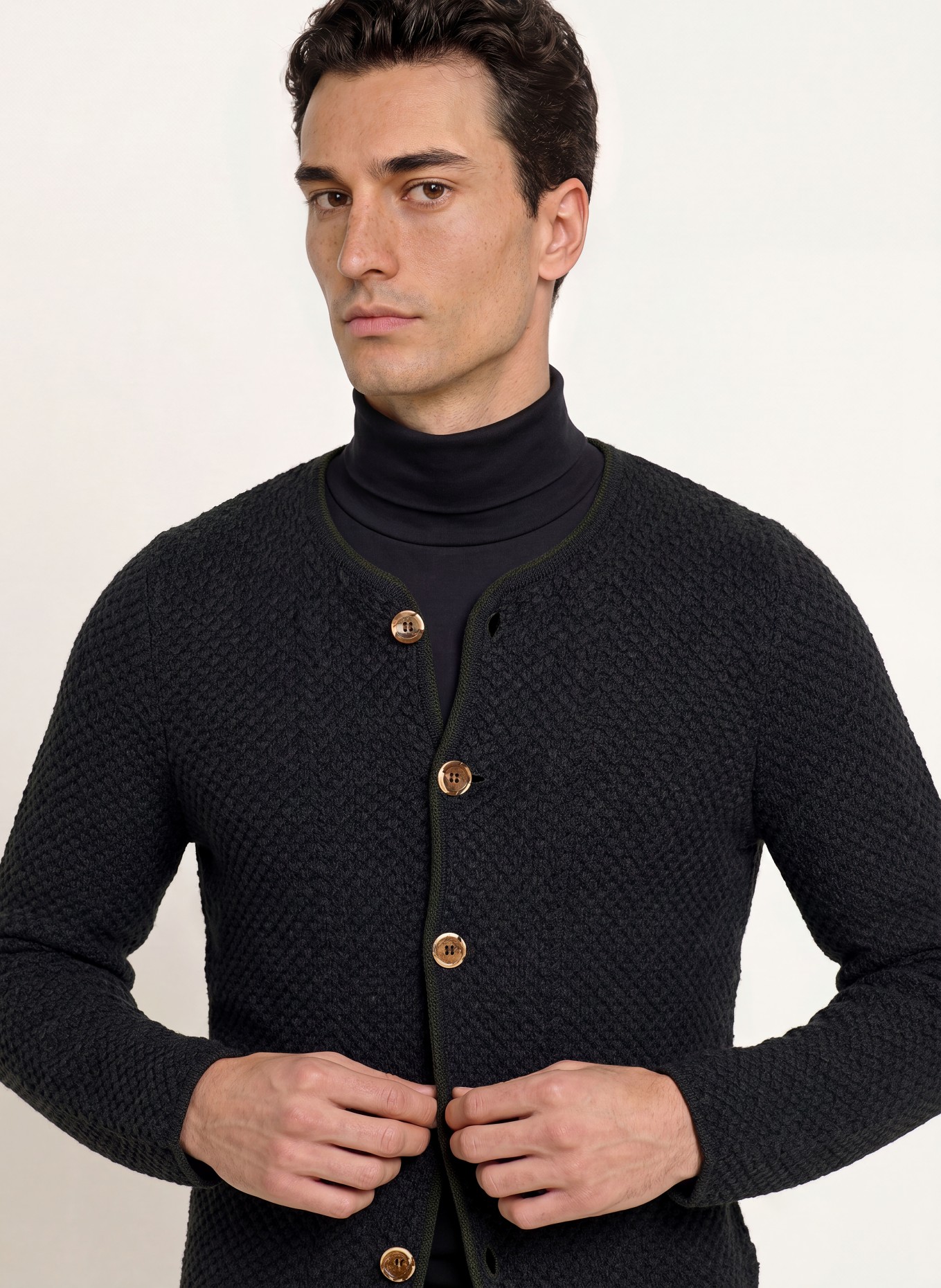 Grasegger Veste Janker en maille en laine mérinos: GRIS FONCÉ