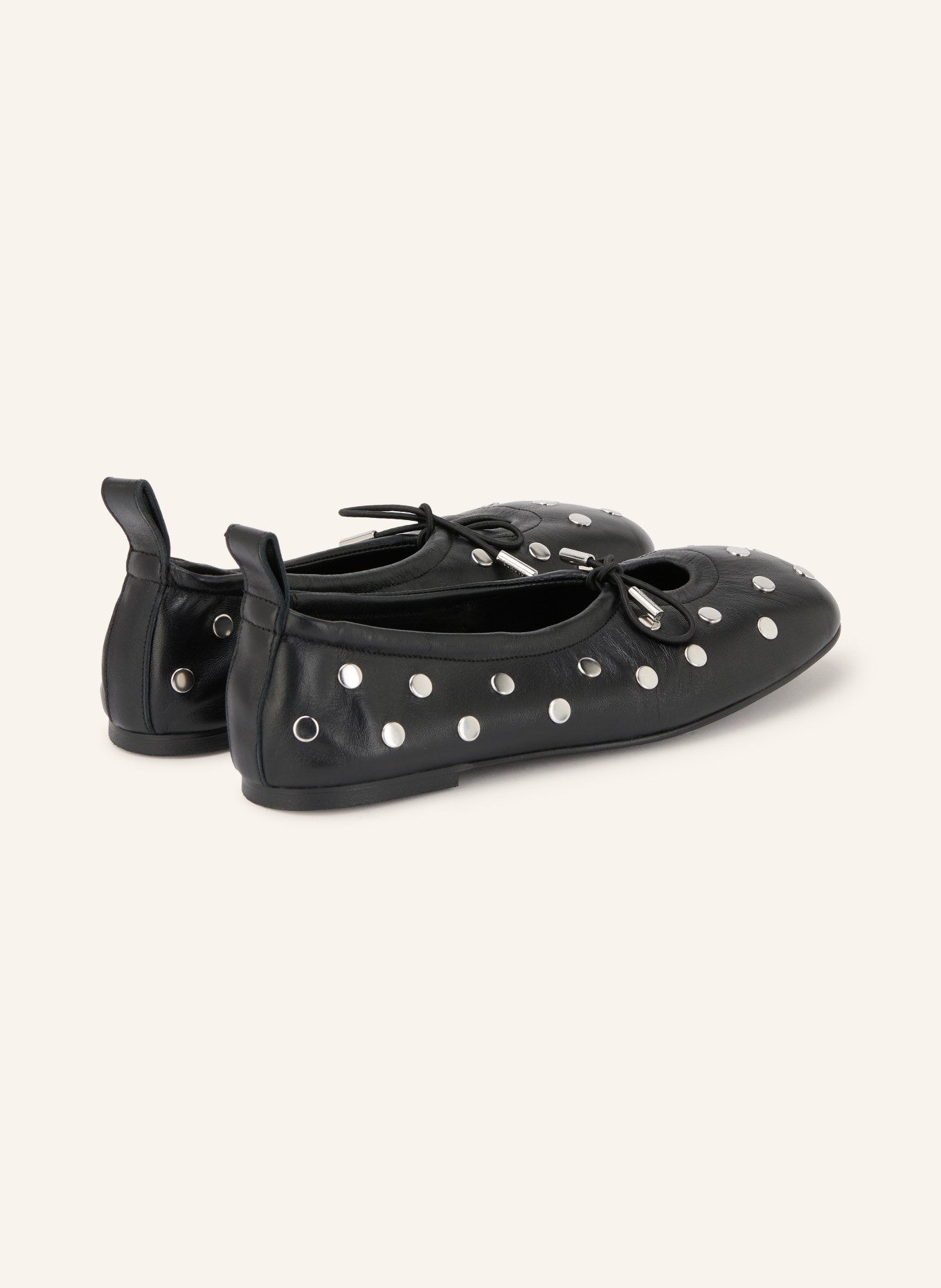 ALOHAS Ballerinas ROSALIND mit Nieten: SCHWARZ / SILBER