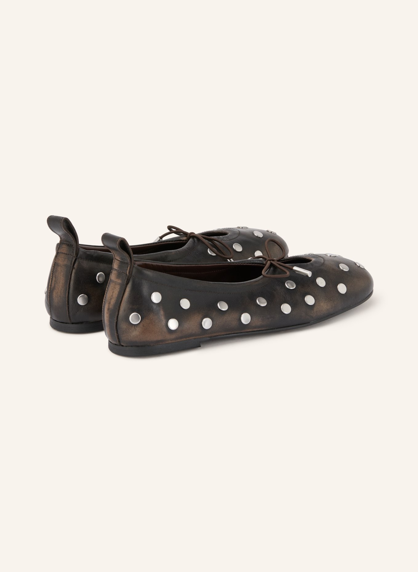 ALOHAS Ballerinas ROSALIND mit Nieten: DUNKELBRAUN / SILBER