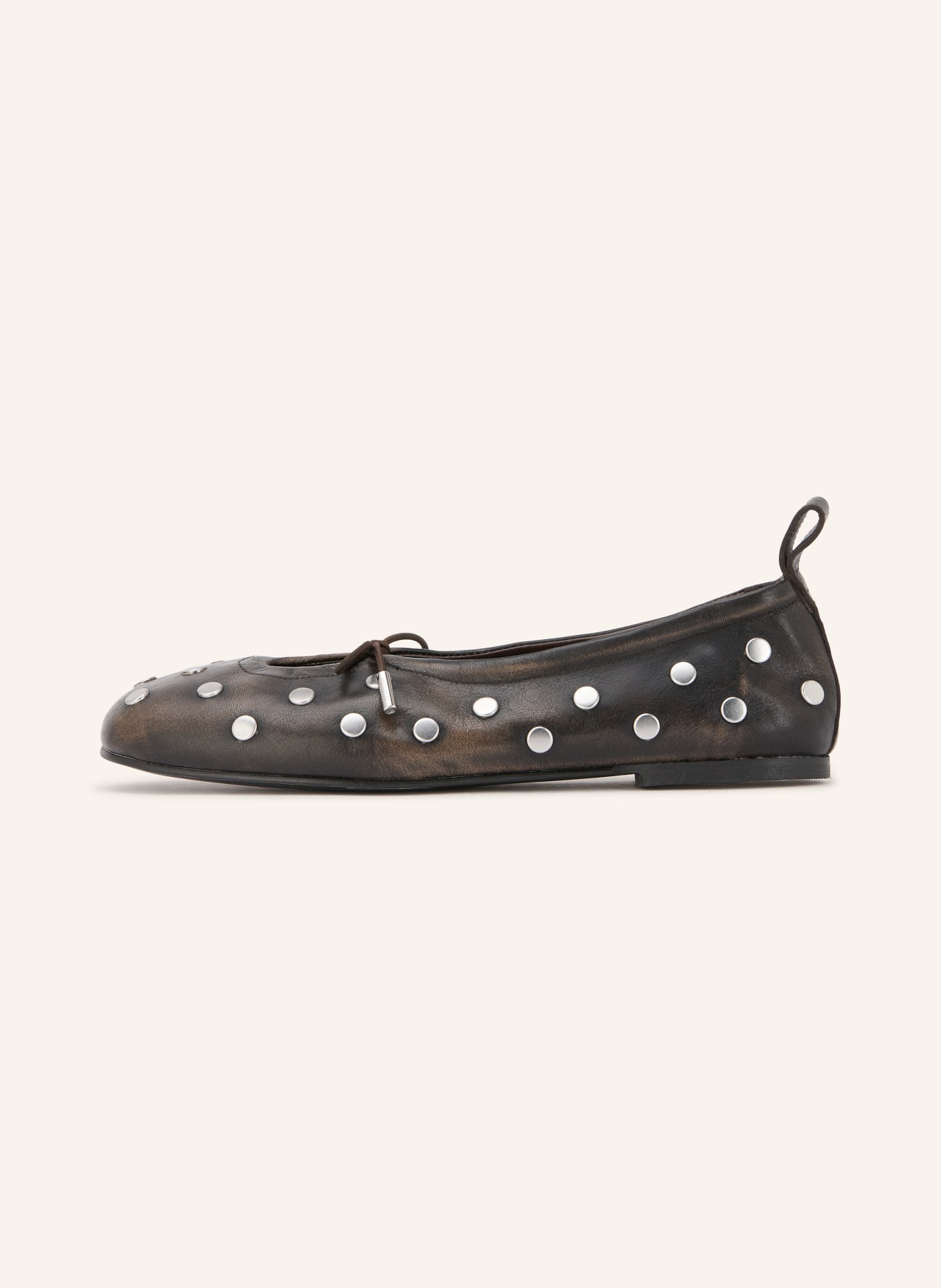 ALOHAS Ballerinas ROSALIND mit Nieten: DUNKELBRAUN / SILBER