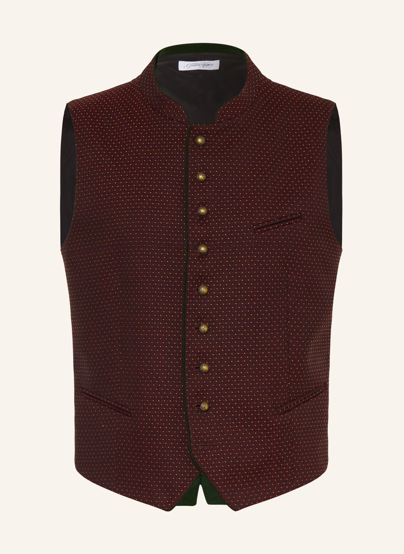 Grasegger Veste sans manches traditionnelle AURACH: ROUGE FONCÉ / JAUNE FONCÉ / GROEN