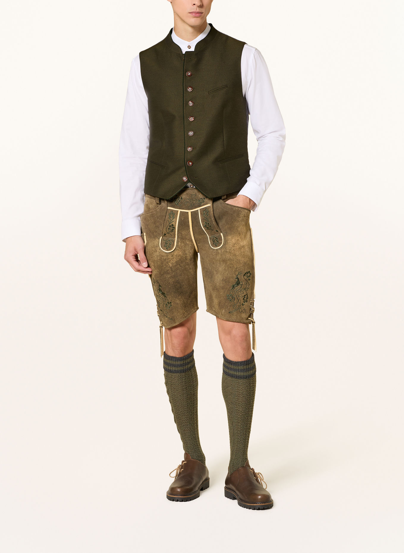 Grasegger Veste sans manches traditionnelle AURACH: GROEN / GRIS CLAIR / GRIS FONCÉ