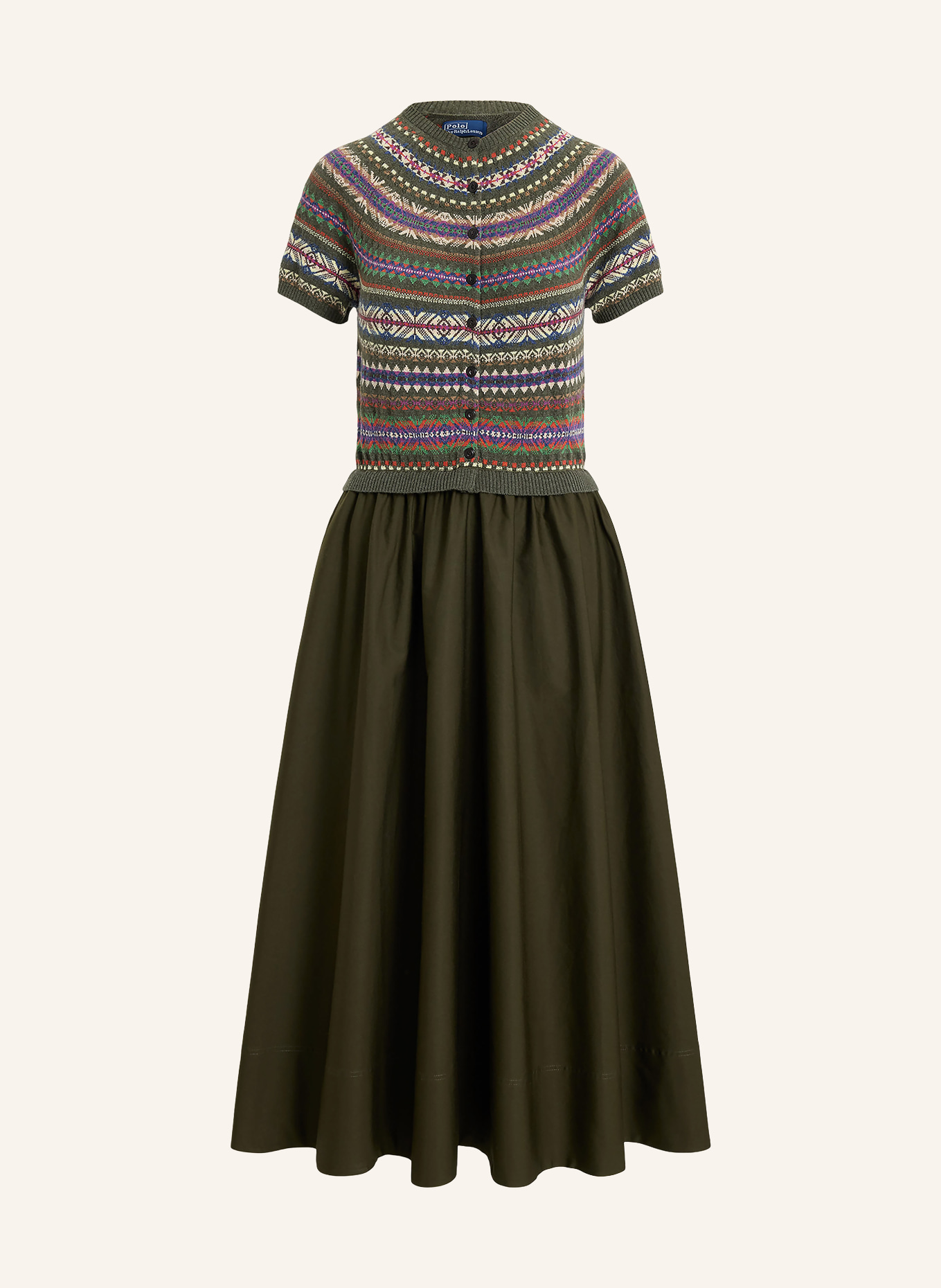 POLO RALPH LAUREN Dress made from a mix of materials: OLIVE / PURPLE / ORANGE