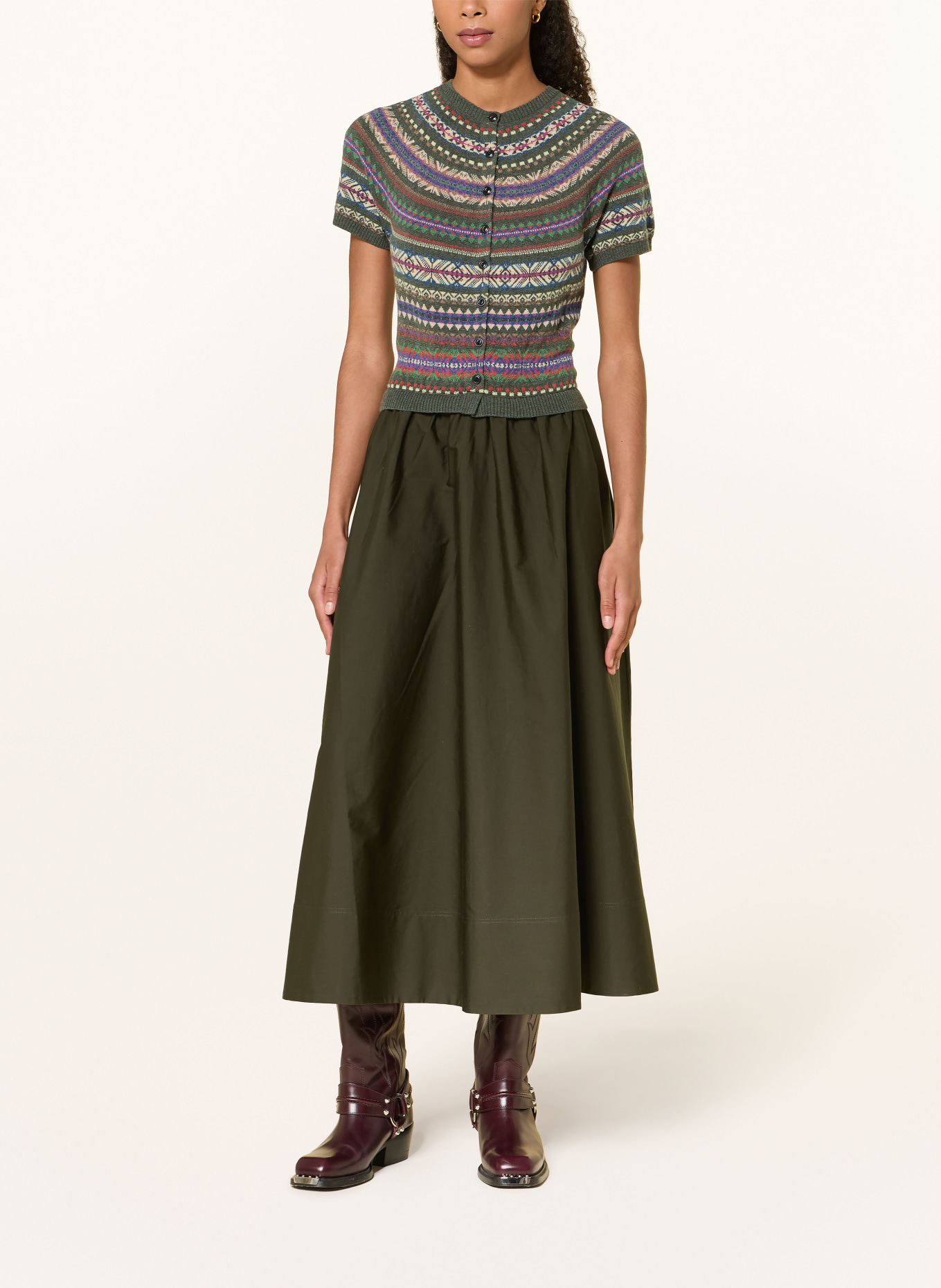 POLO RALPH LAUREN Dress made from a mix of materials: OLIVE / PURPLE / ORANGE