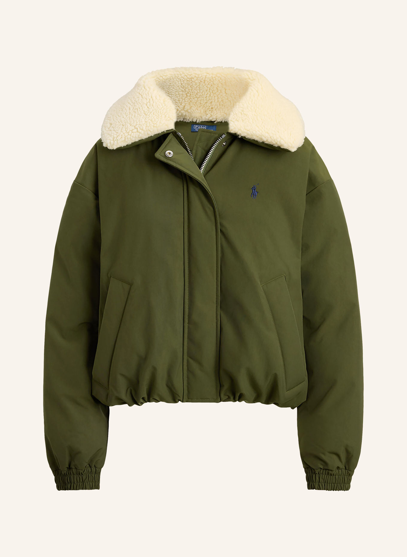 POLO RALPH LAUREN Blouson en duvet avec fourrure synthétique amovible: OLIVE / ÉCRU / BLEU FONCÉ