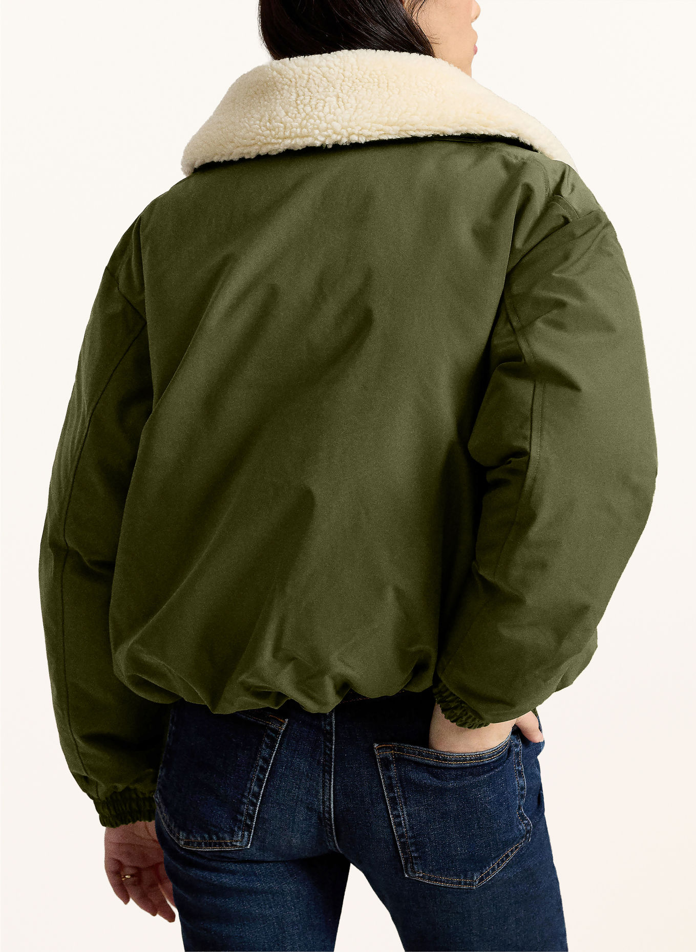 POLO RALPH LAUREN Blouson en duvet avec fourrure synthétique amovible: OLIVE / ÉCRU / BLEU FONCÉ