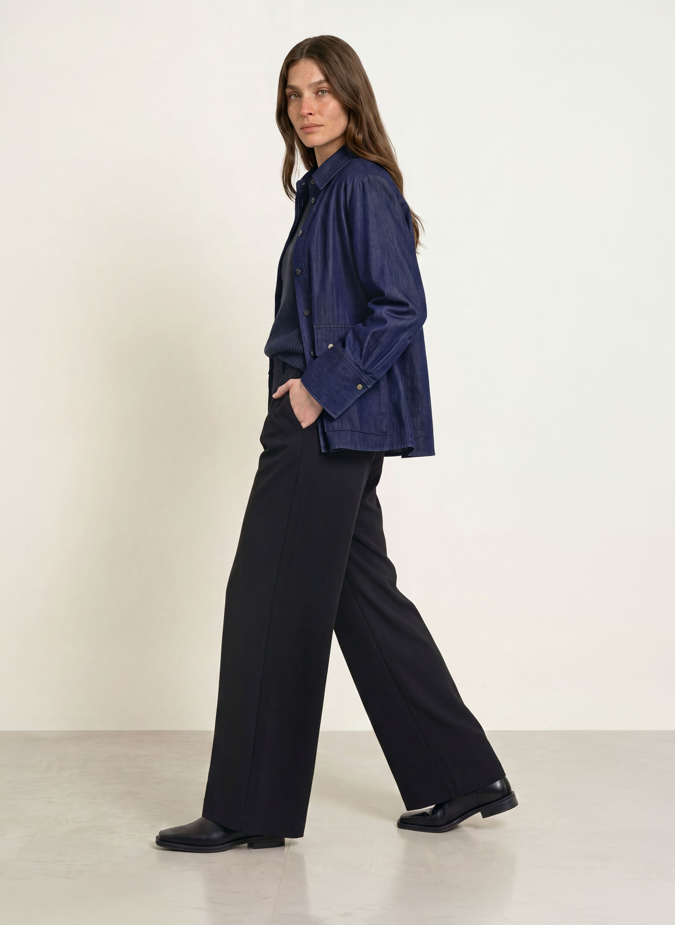 lilienfels Chemisier effet denim: BLEU FONCÉ