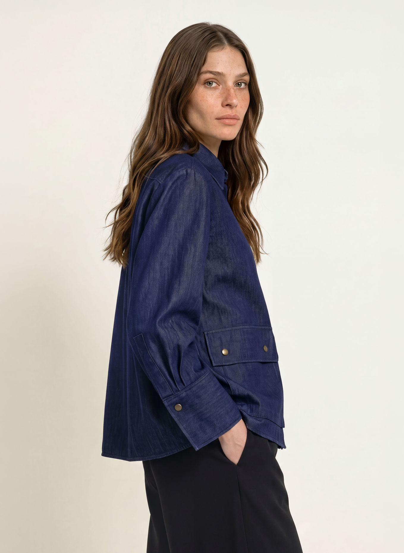 lilienfels Chemisier effet denim: BLEU FONCÉ