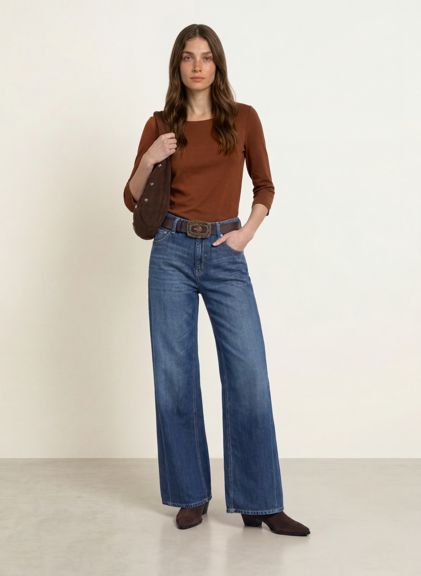 lilienfels Shirt mit 3/4-Arm: BRAUN