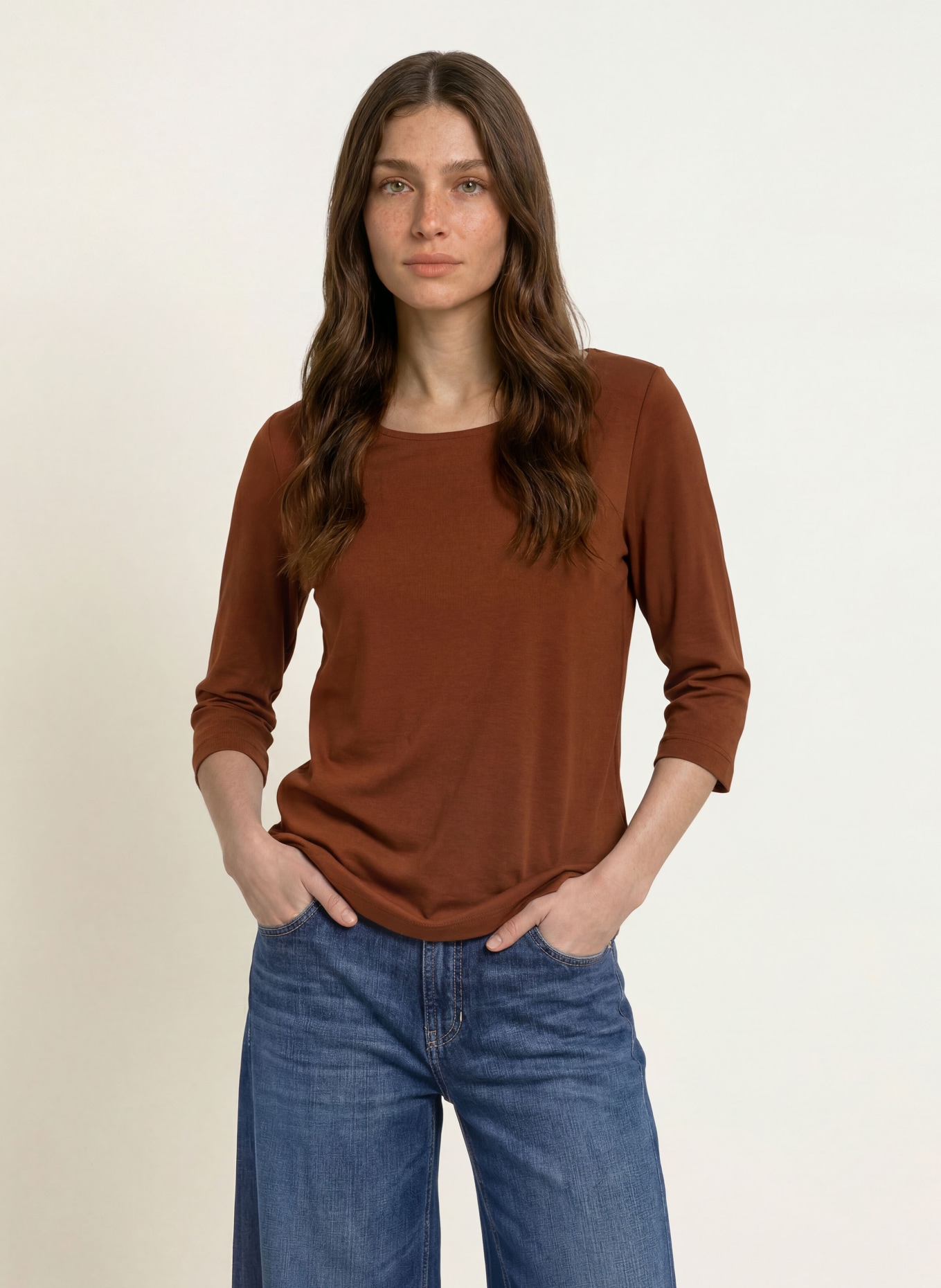 lilienfels Shirt mit 3/4-Arm: BRAUN