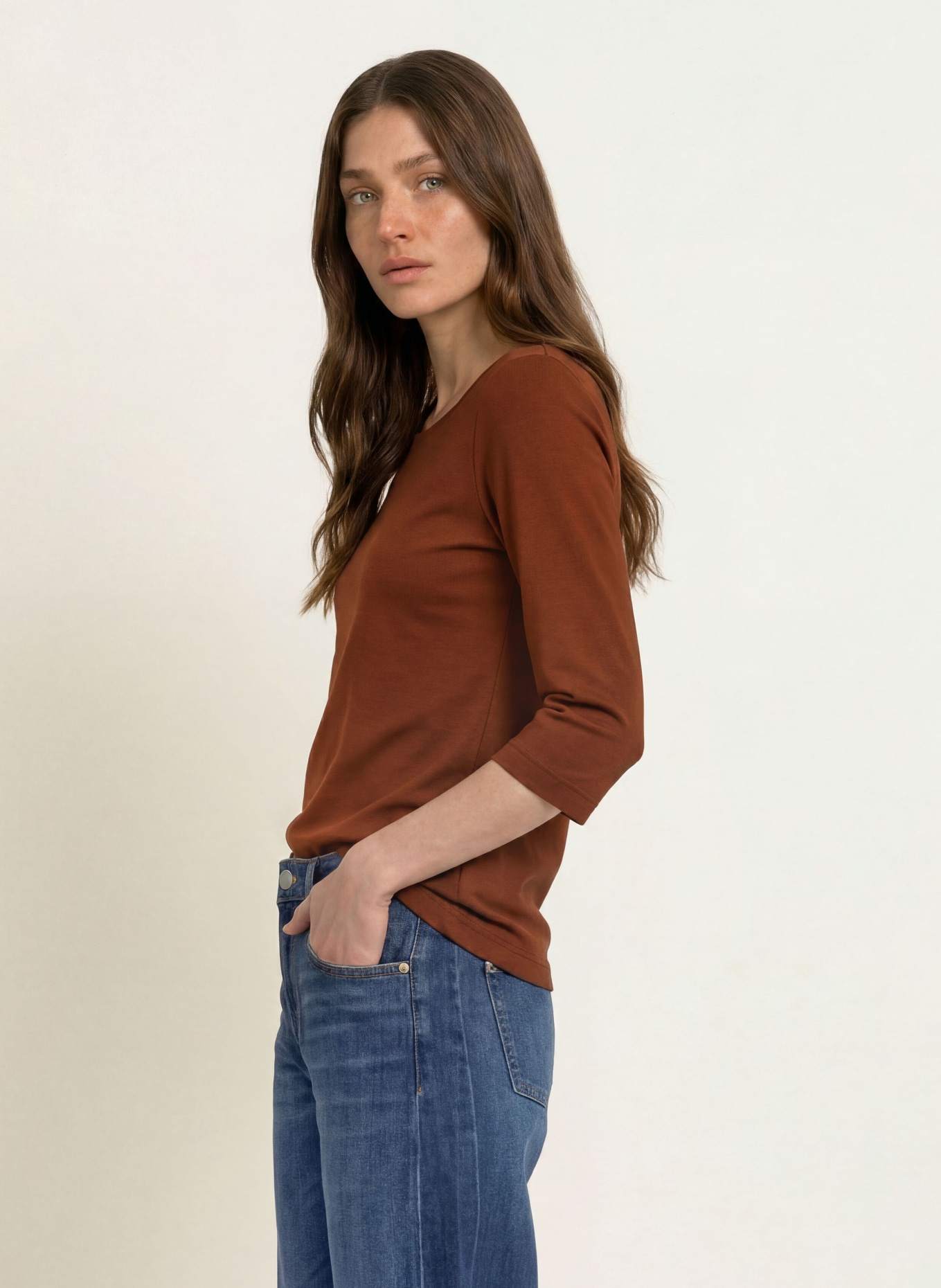 lilienfels Shirt mit 3/4-Arm: BRAUN
