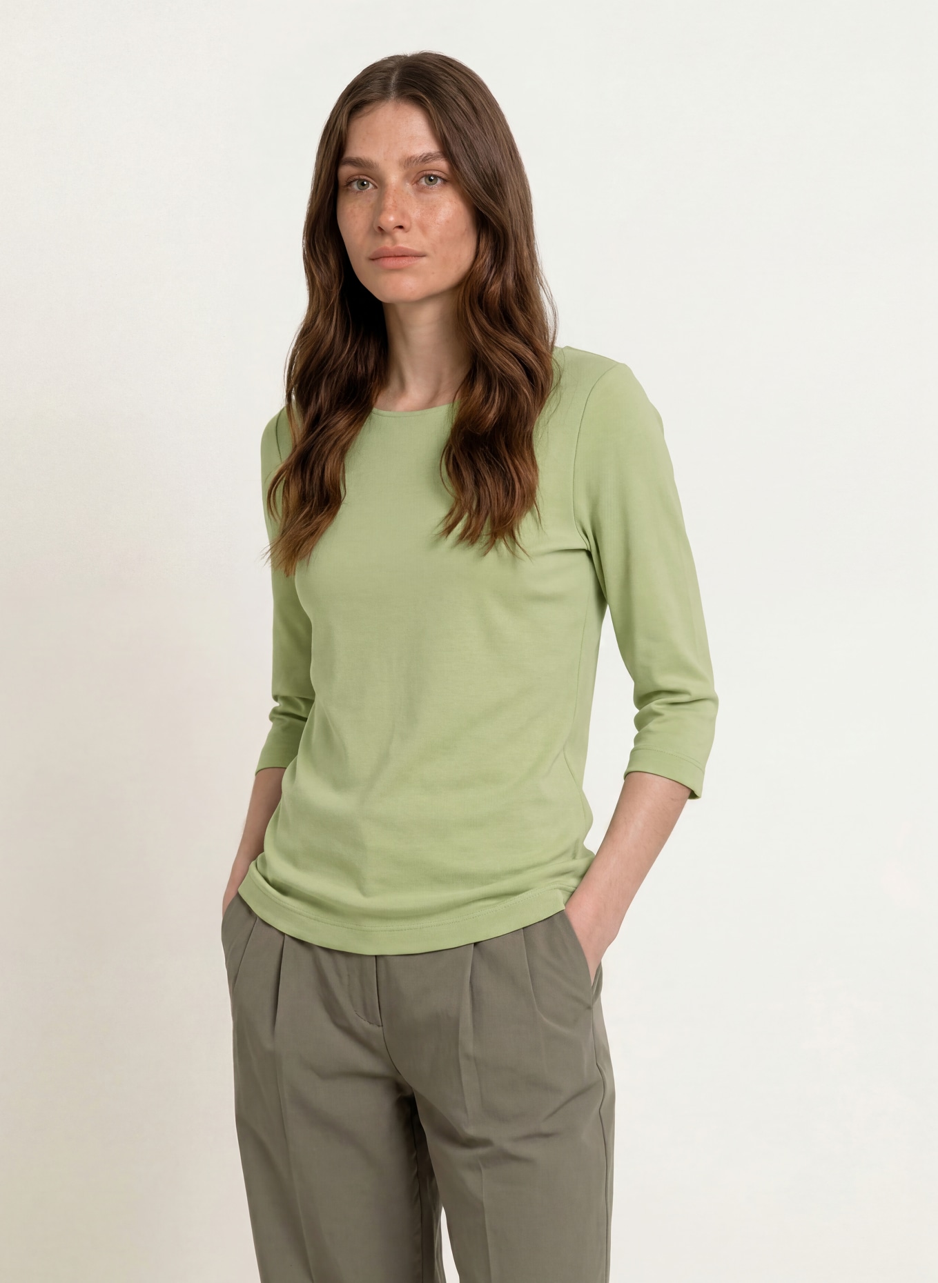 lilienfels T-shirt med 3/4-ärmar: LJUSGRÖN