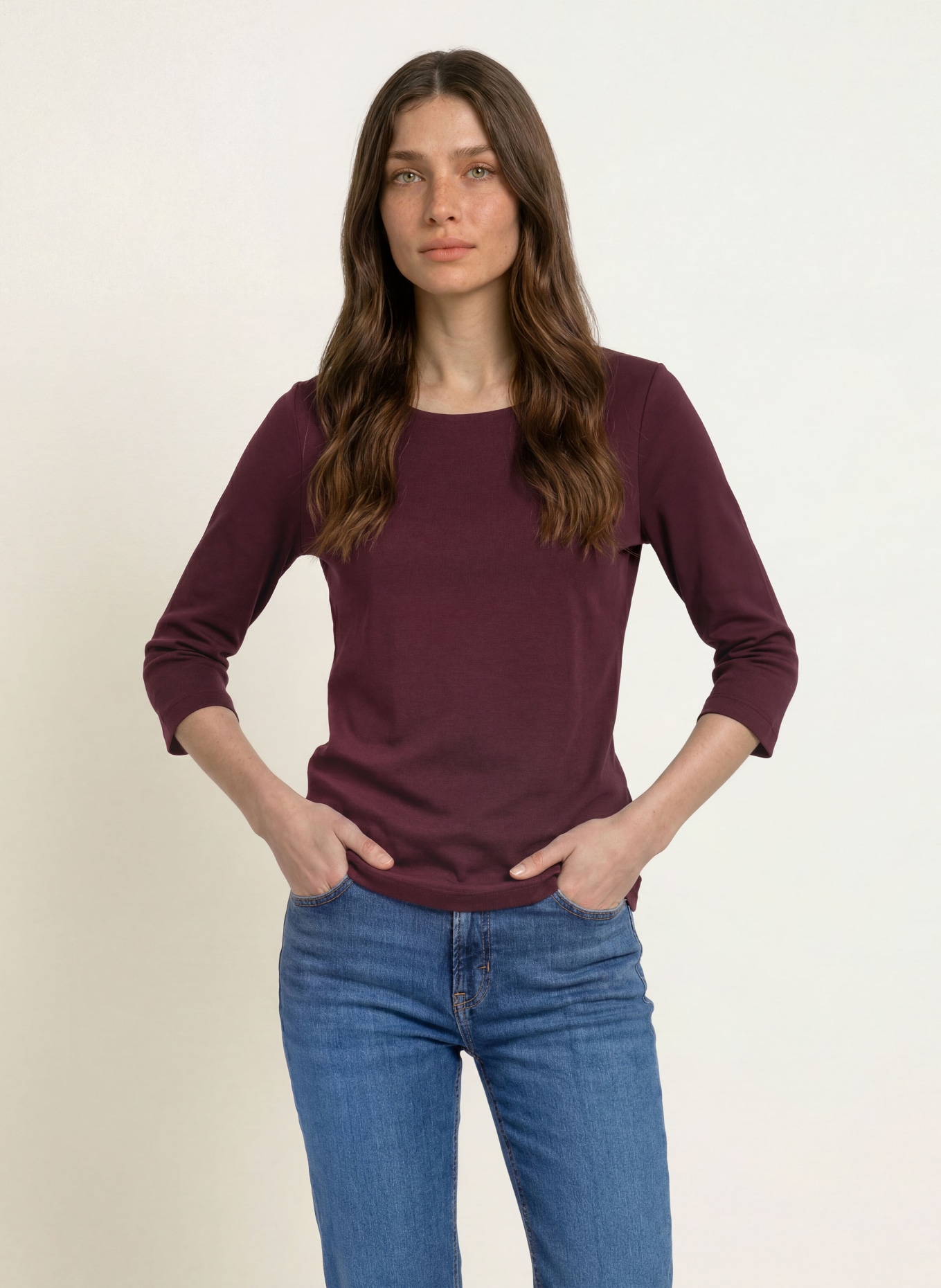 lilienfels Shirt with 3/4 sleeves: DARK RED