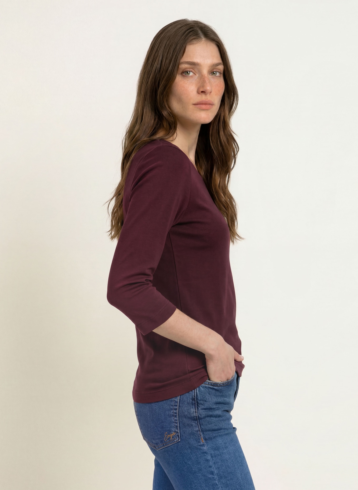 lilienfels Shirt with 3/4 sleeves: DARK RED