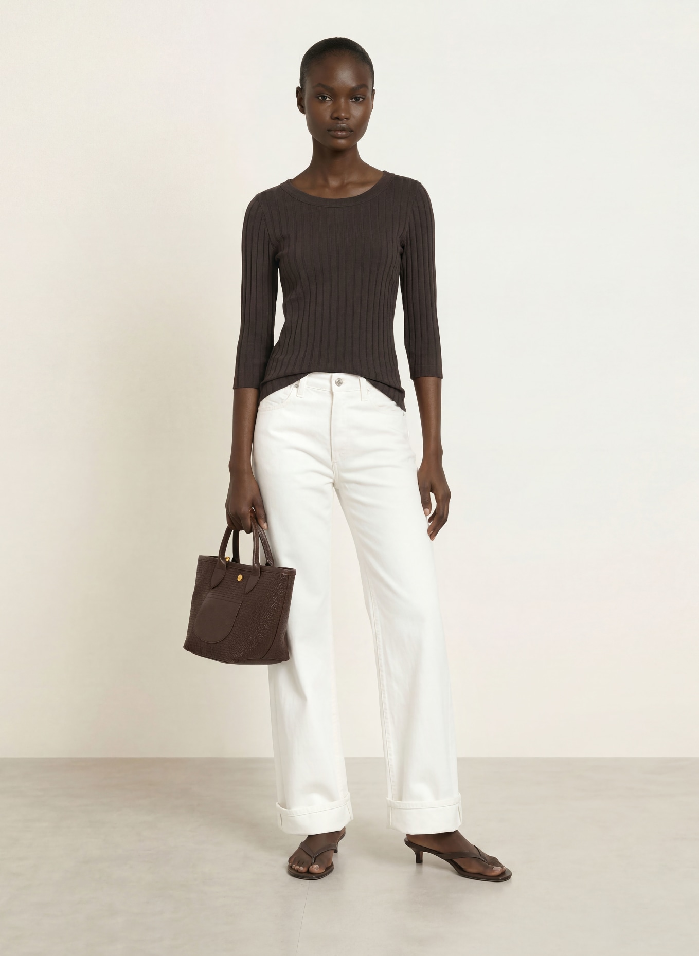 lilienfels Shirt mit 3/4-Arm: DUNKELBRAUN