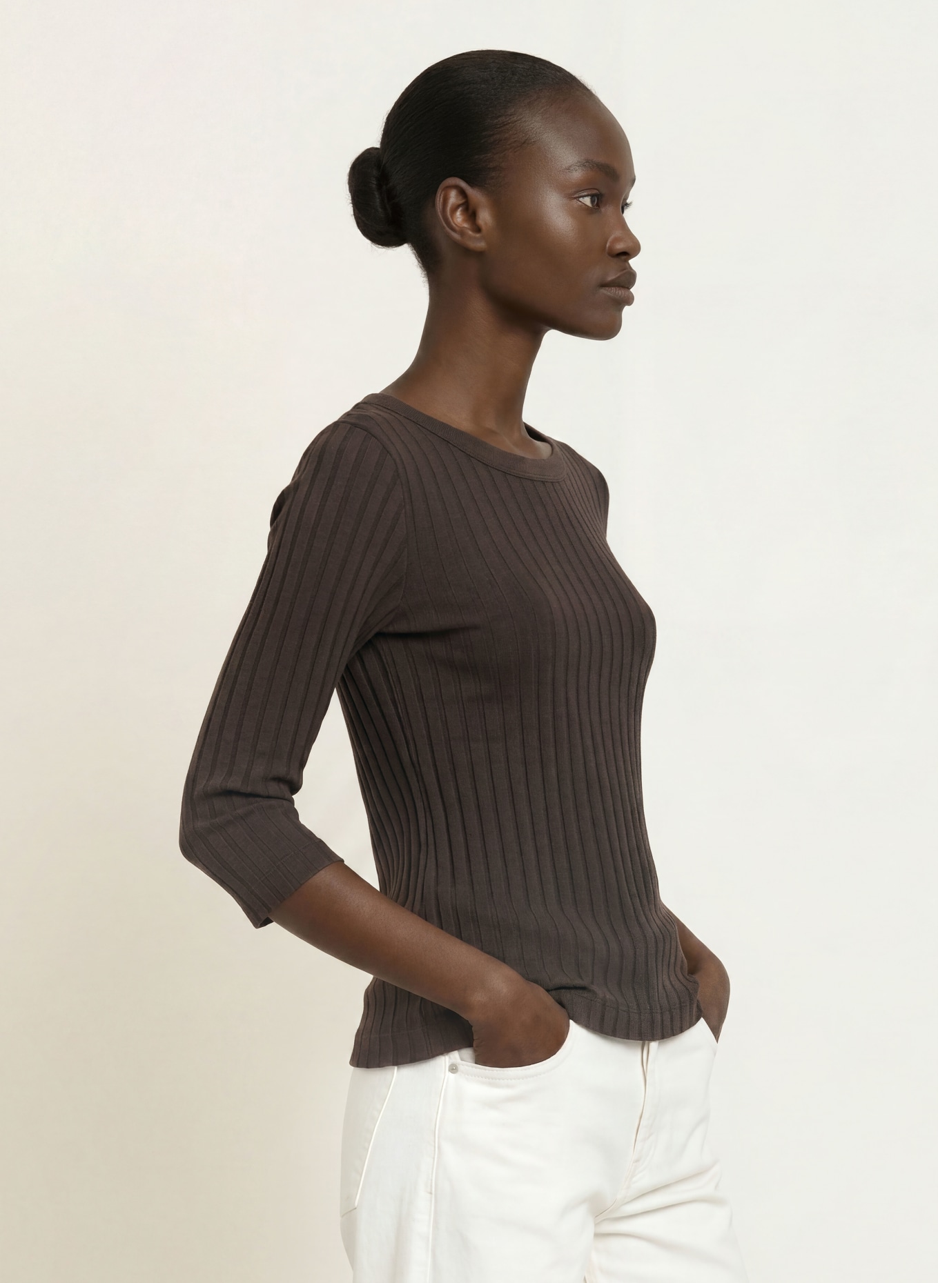lilienfels Shirt mit 3/4-Arm: DUNKELBRAUN