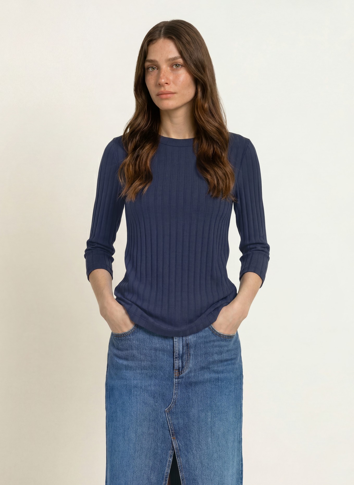 lilienfels Shirt mit 3/4-Arm: DUNKELBLAU