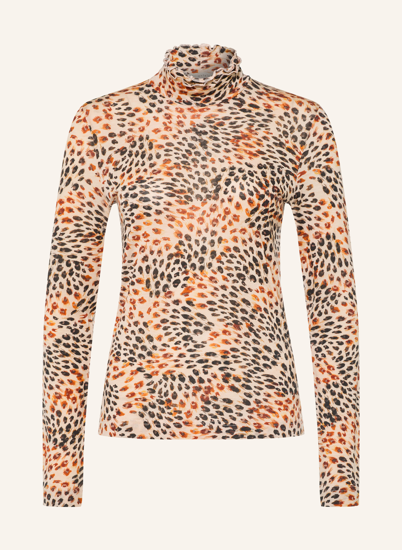 lilienfels Long-sleeve shirt: BEIGE / DARK BROWN / ORANGE