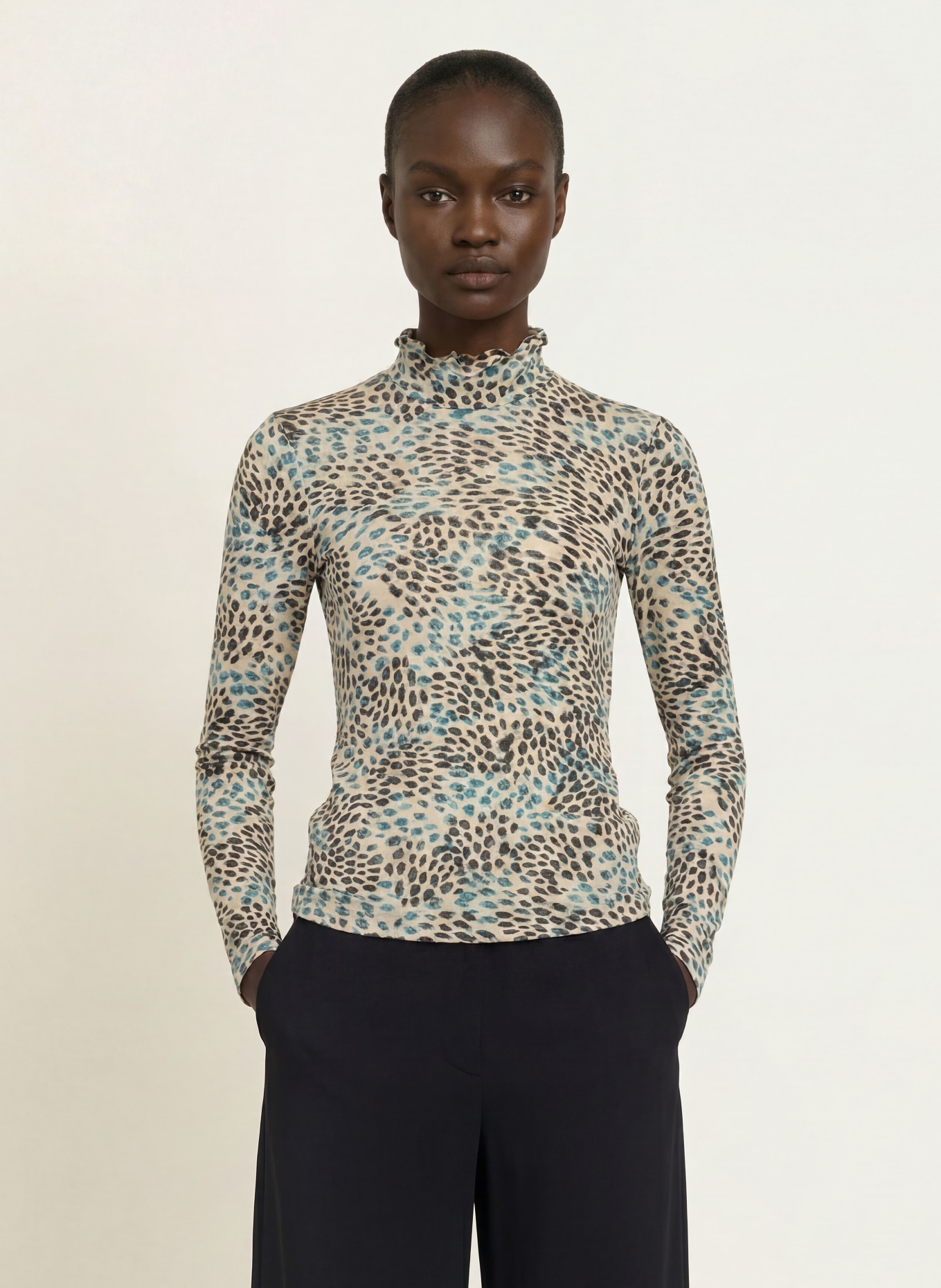 lilienfels Long-sleeve shirt: BEIGE / BLUE / BLACK