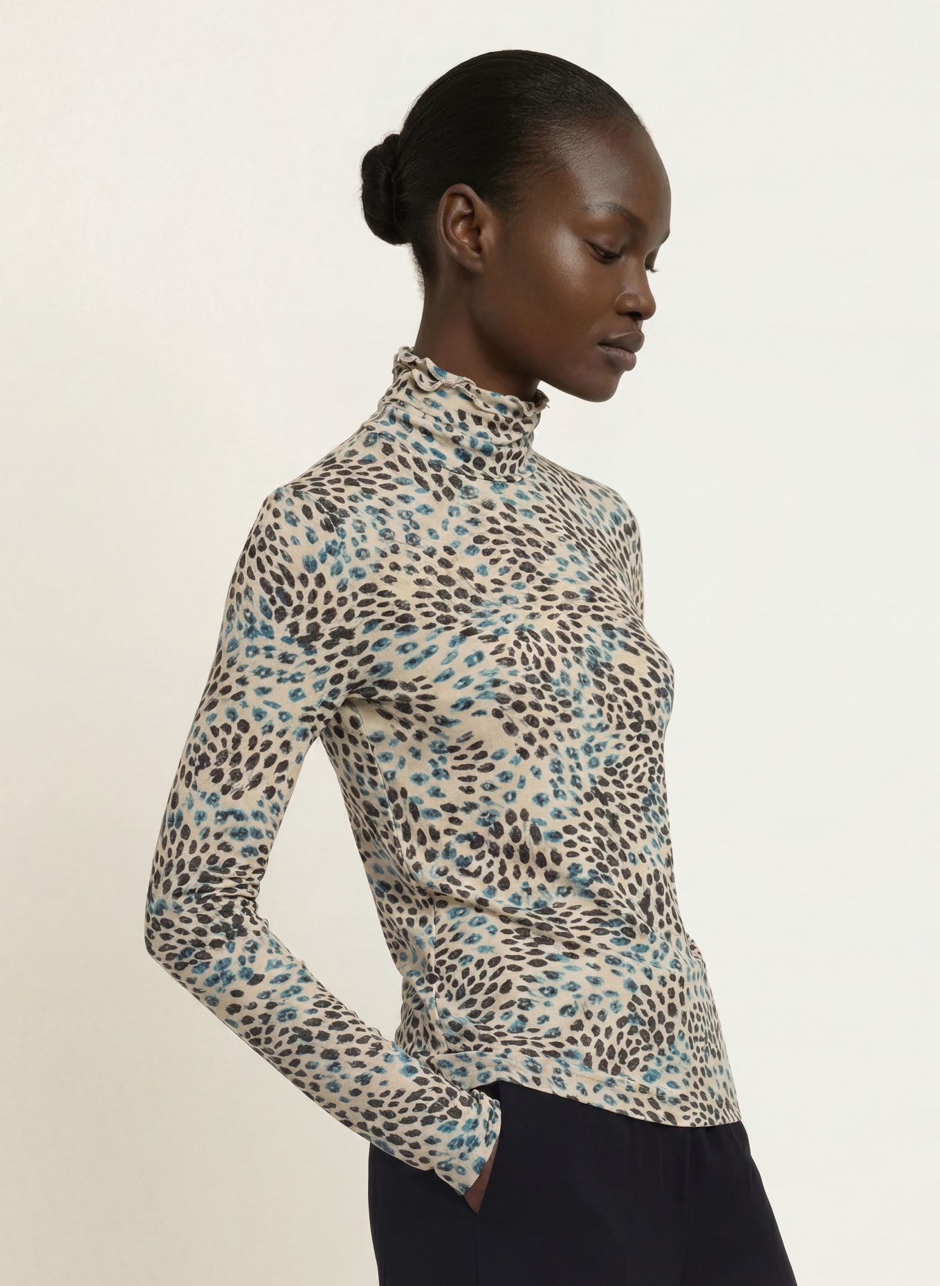 lilienfels Long-sleeve shirt: BEIGE / BLUE / BLACK