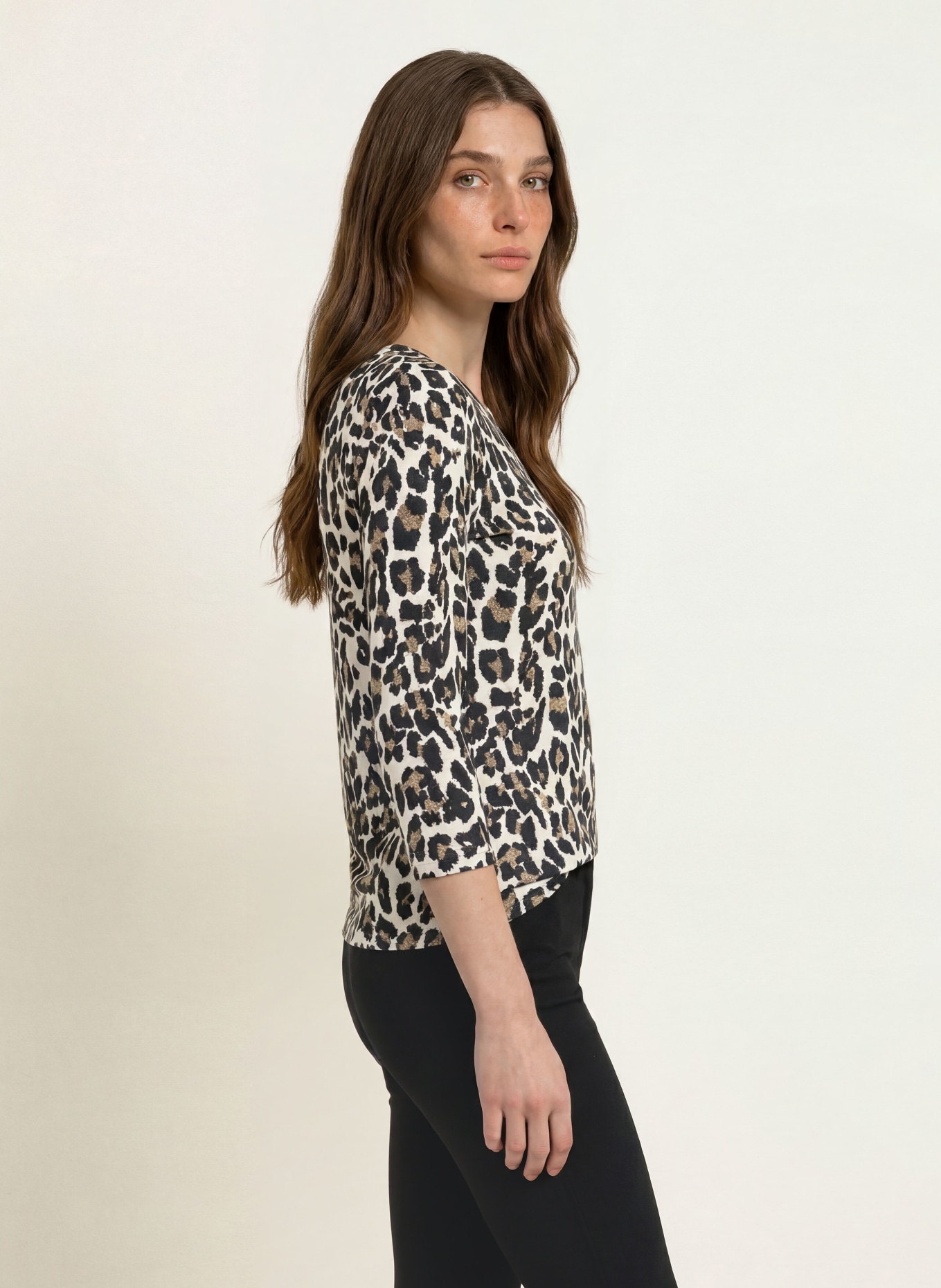 lilienfels Shirt mit 3/4-Arm: CREME / BEIGE / SCHWARZ