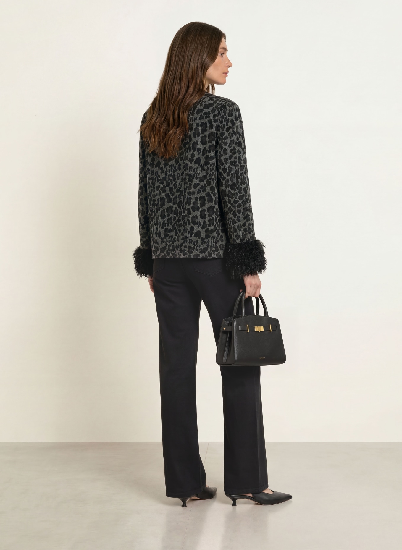 lilienfels Cardigan cu blană artificială: NEGRU / GRI
