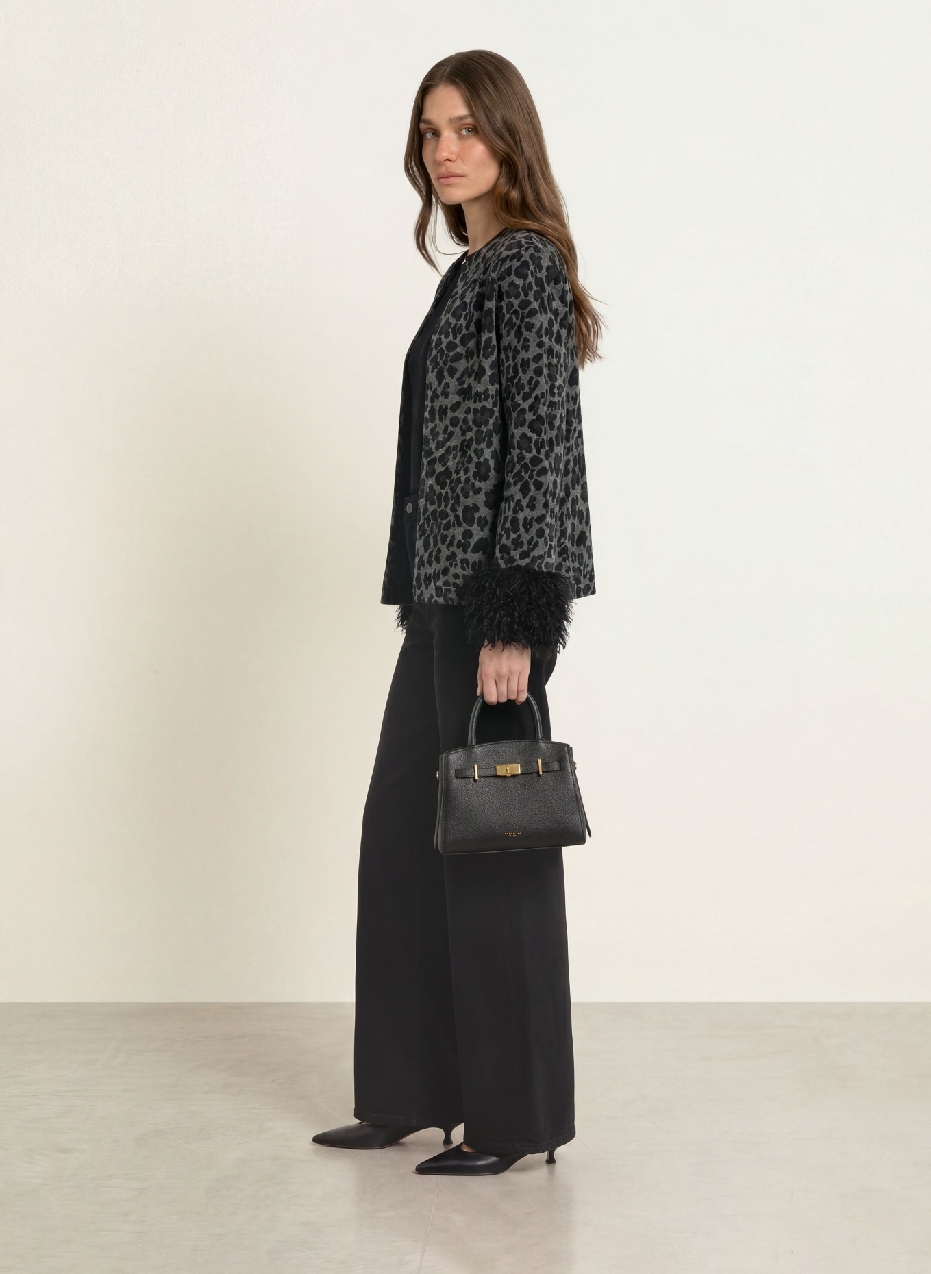 lilienfels Cardigan cu blană artificială: NEGRU / GRI