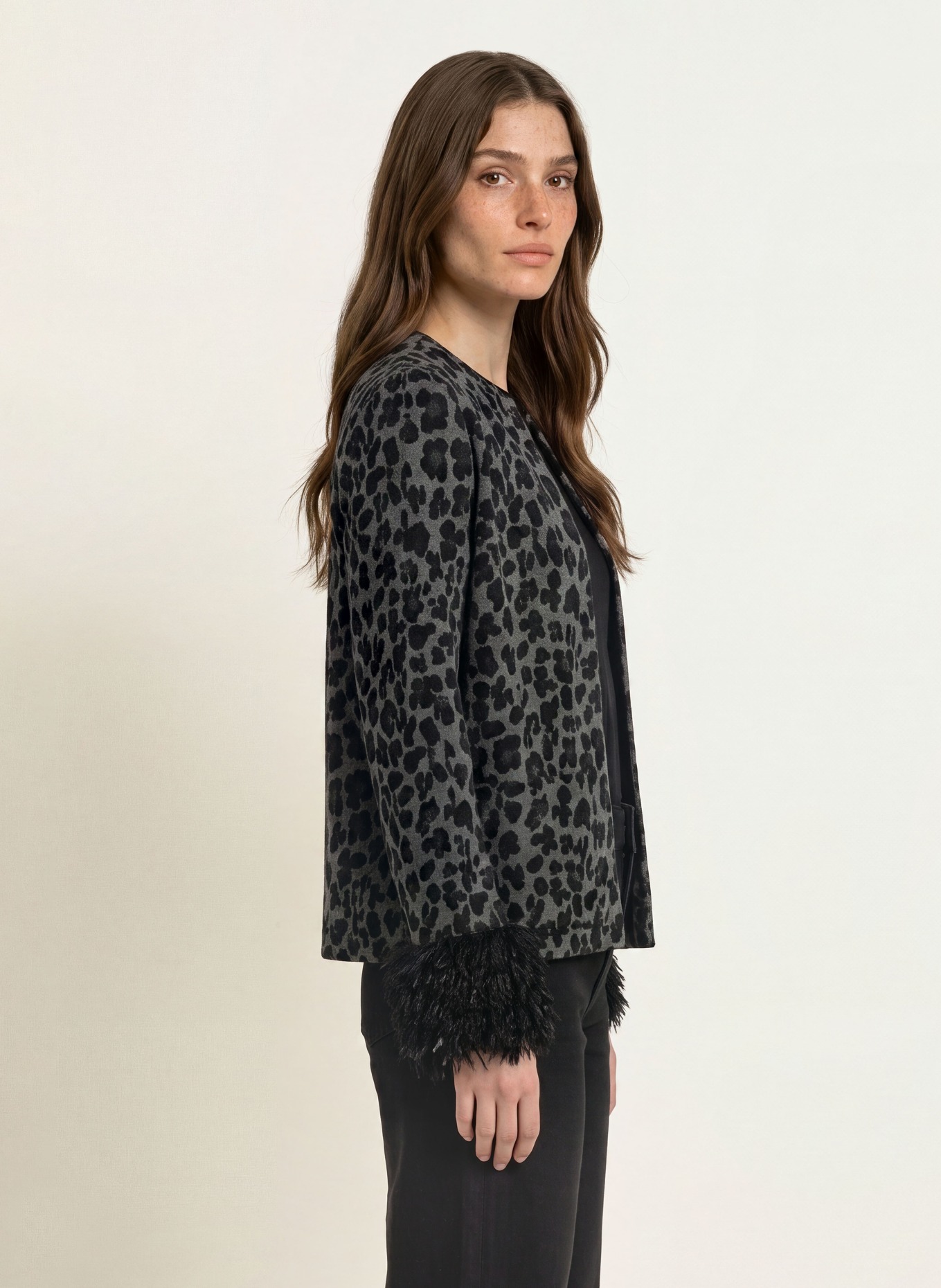 lilienfels Cardigan cu blană artificială: NEGRU / GRI