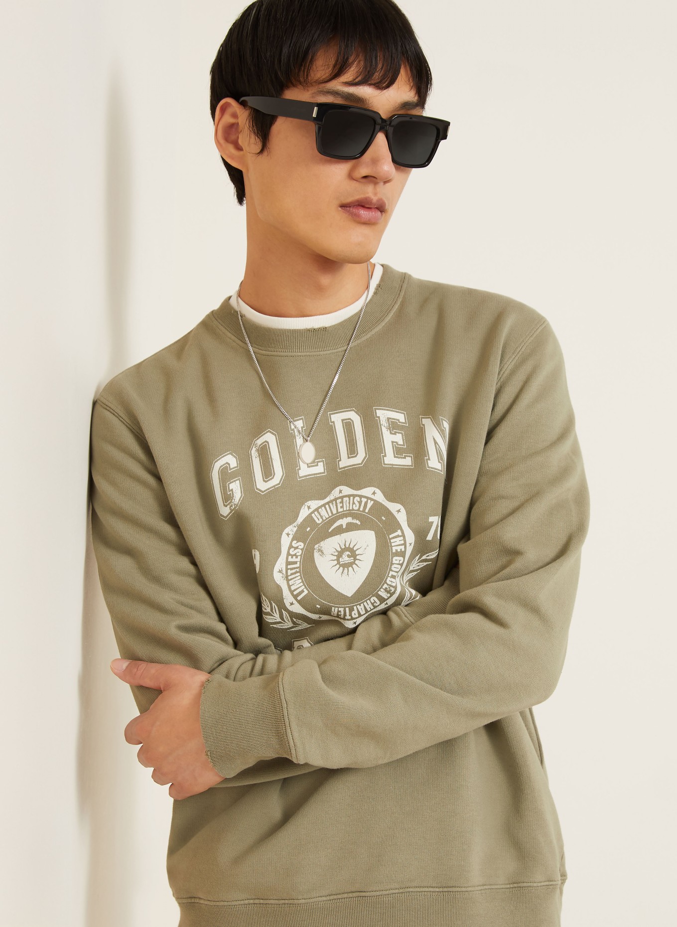 GOLDEN GOOSE Bluza ARCHIBALD: KHAKI / KREMOWY