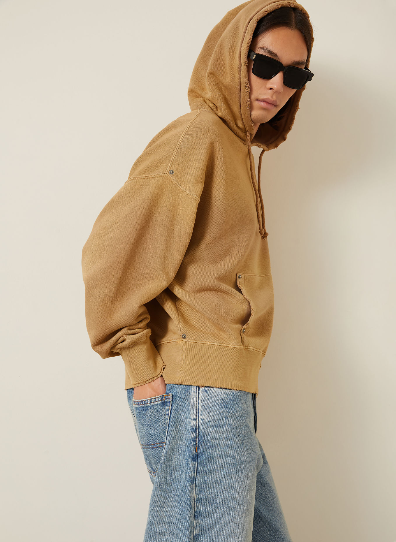 GOLDEN GOOSE Sweat à capuche JOURNEY avec rivets: BEIGE