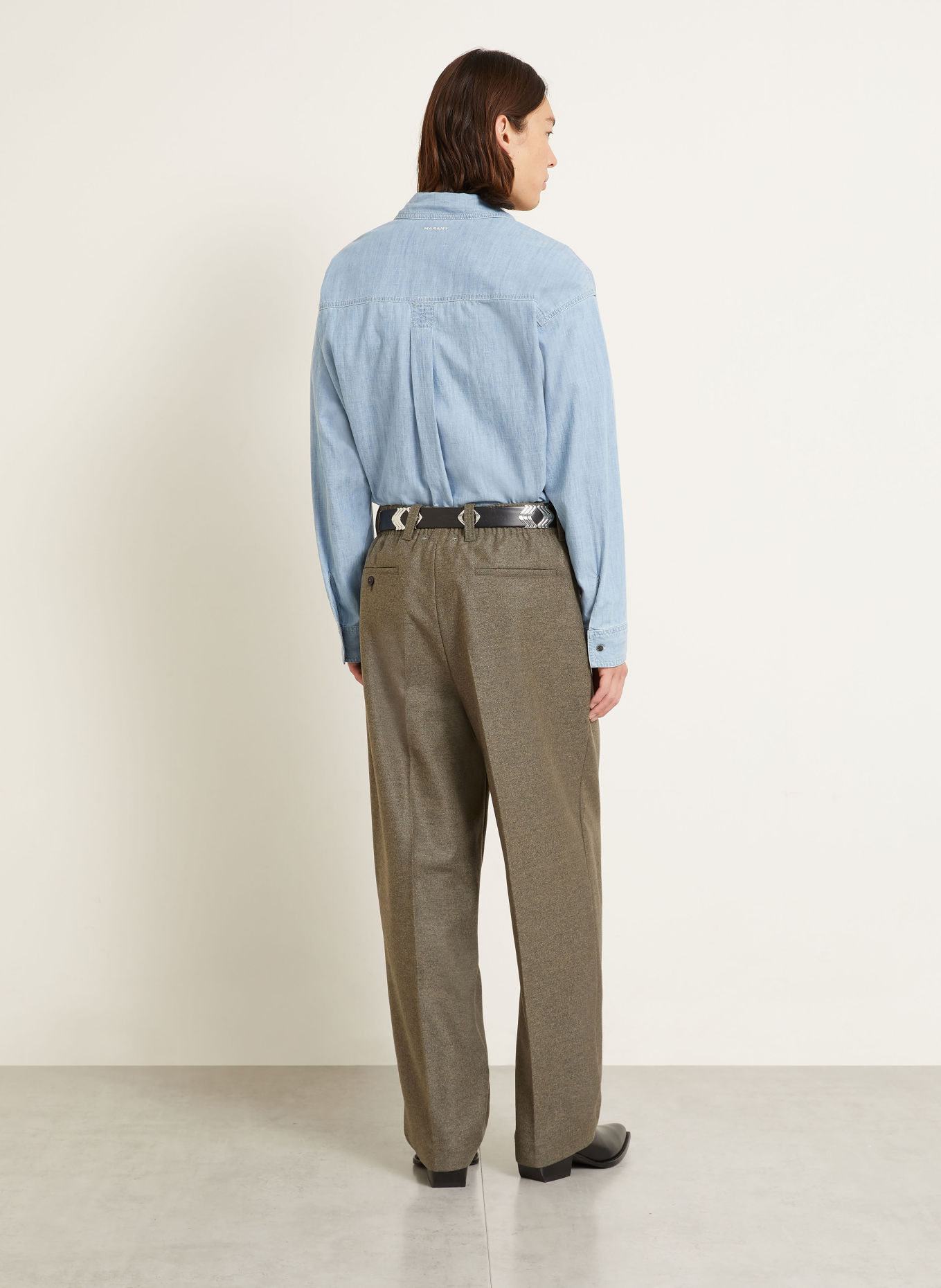 GOLDEN GOOSE Pantalon en flanelle JOURNEY, coupe régulière: GRIS