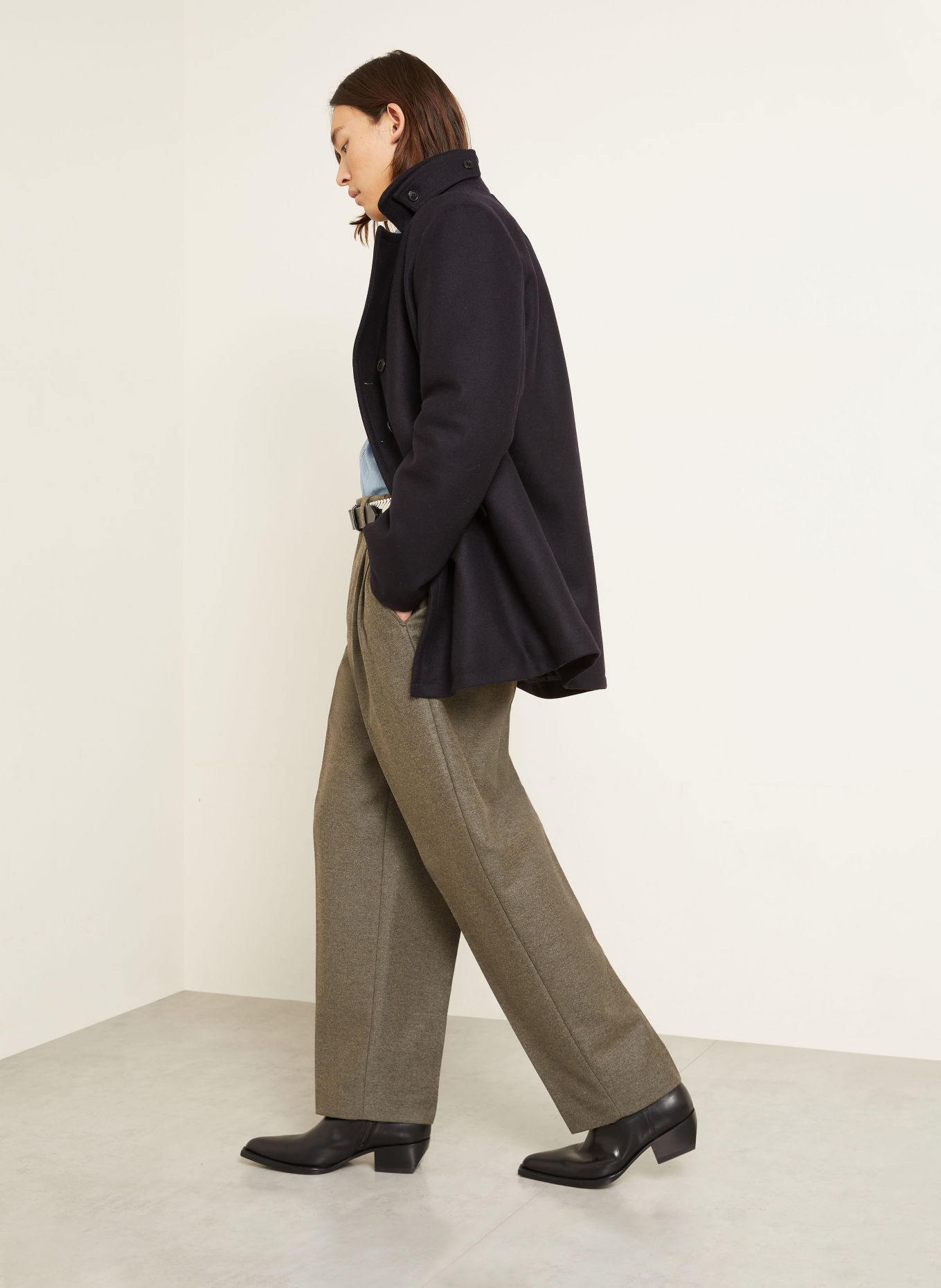 GOLDEN GOOSE Pantalon en flanelle JOURNEY, coupe régulière: GRIS