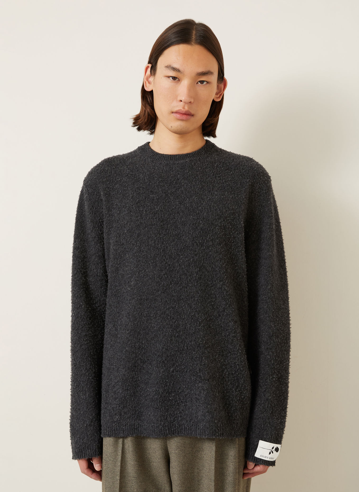 GOLDEN GOOSE Pull JOURNEY: GRIS FONCÉ