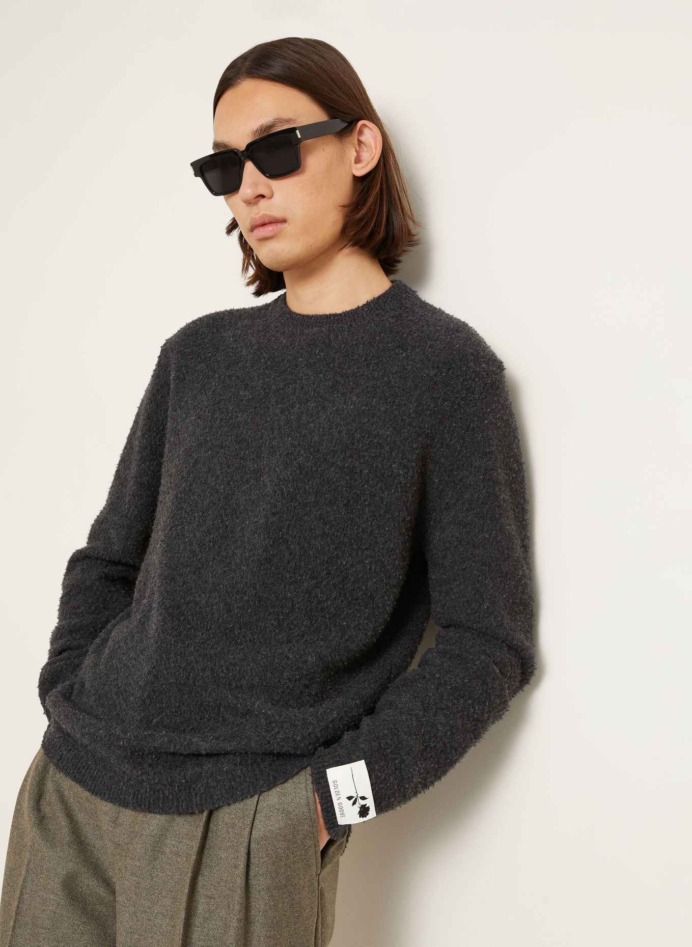 GOLDEN GOOSE Pull JOURNEY: GRIS FONCÉ