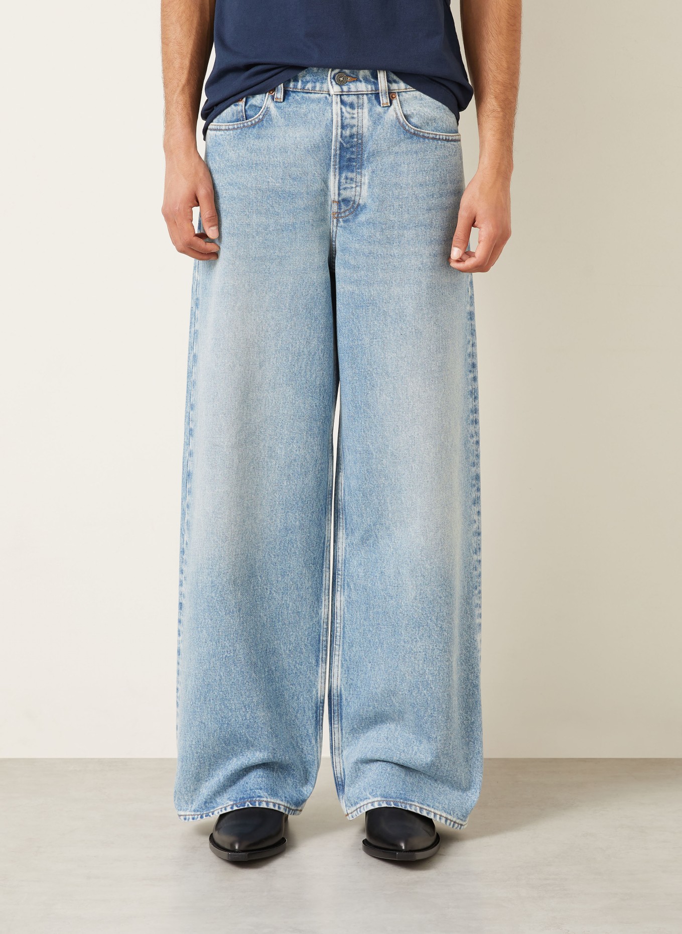 GOLDEN GOOSE PARKER-jeans met normale pasvorm en studs: 50100 BLUE/ HERITAGE WHITE