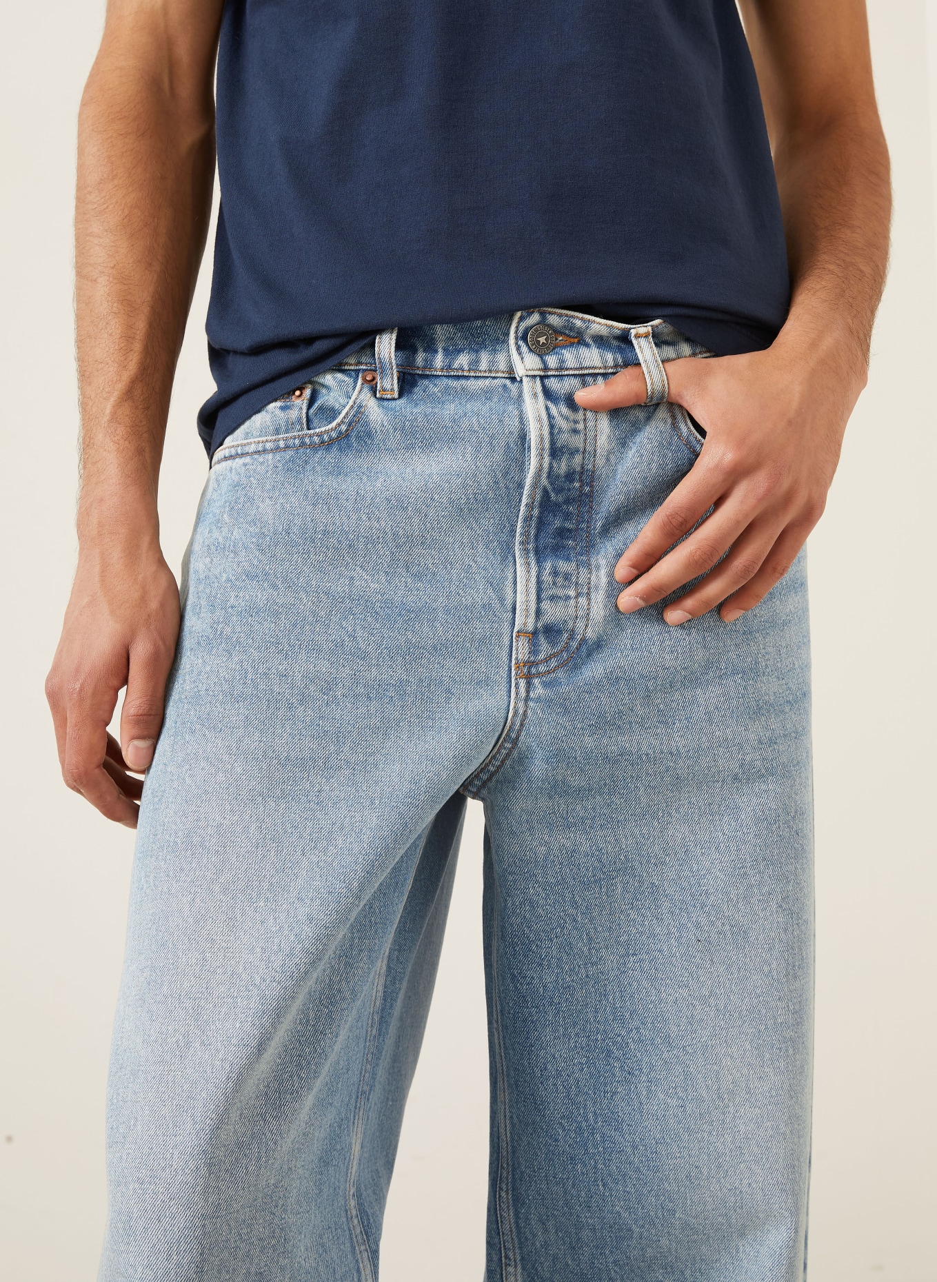 GOLDEN GOOSE PARKER-jeans met normale pasvorm en studs: 50100 BLUE/ HERITAGE WHITE